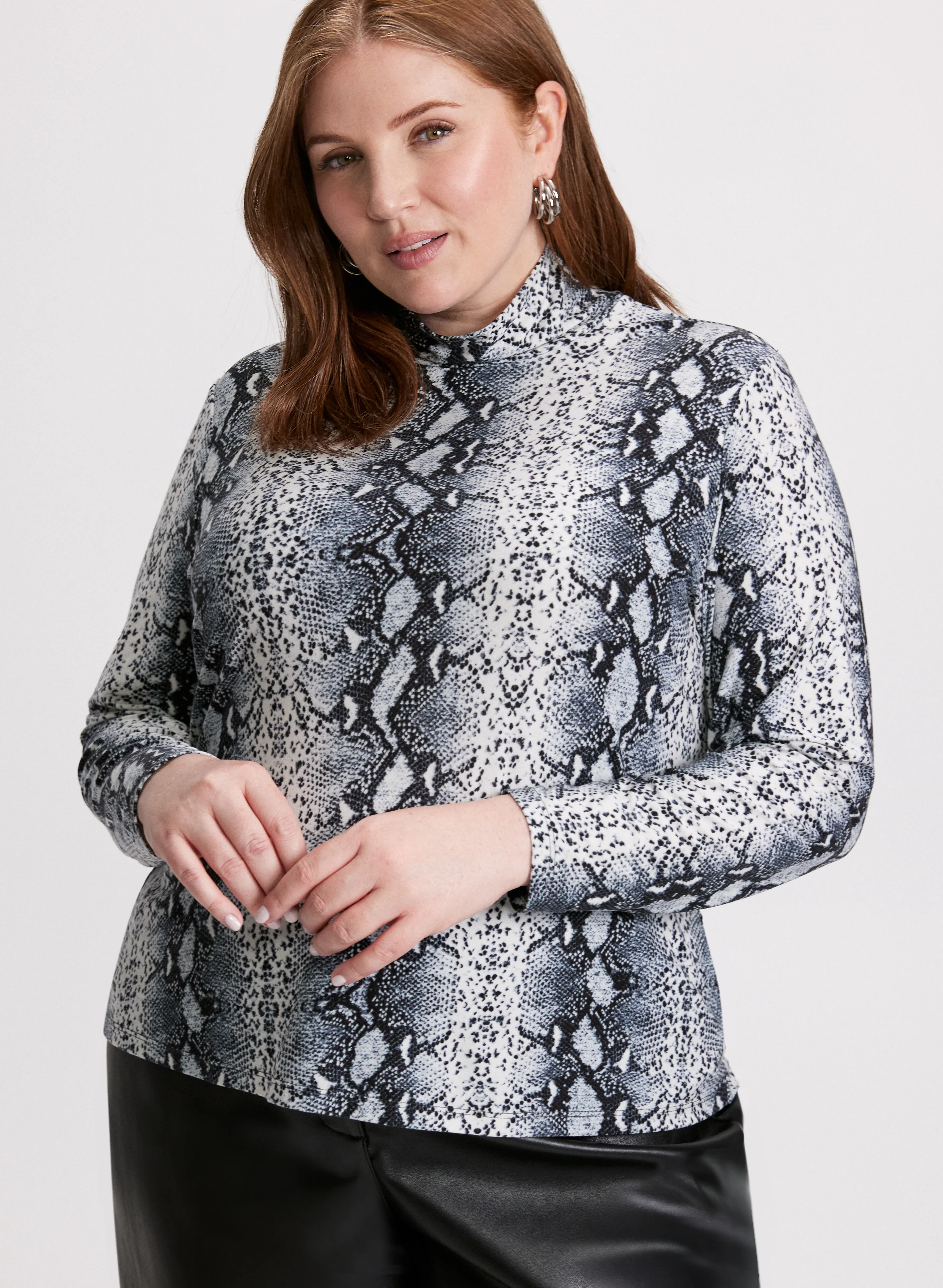 Snake Print Turtleneck Top - Image 6