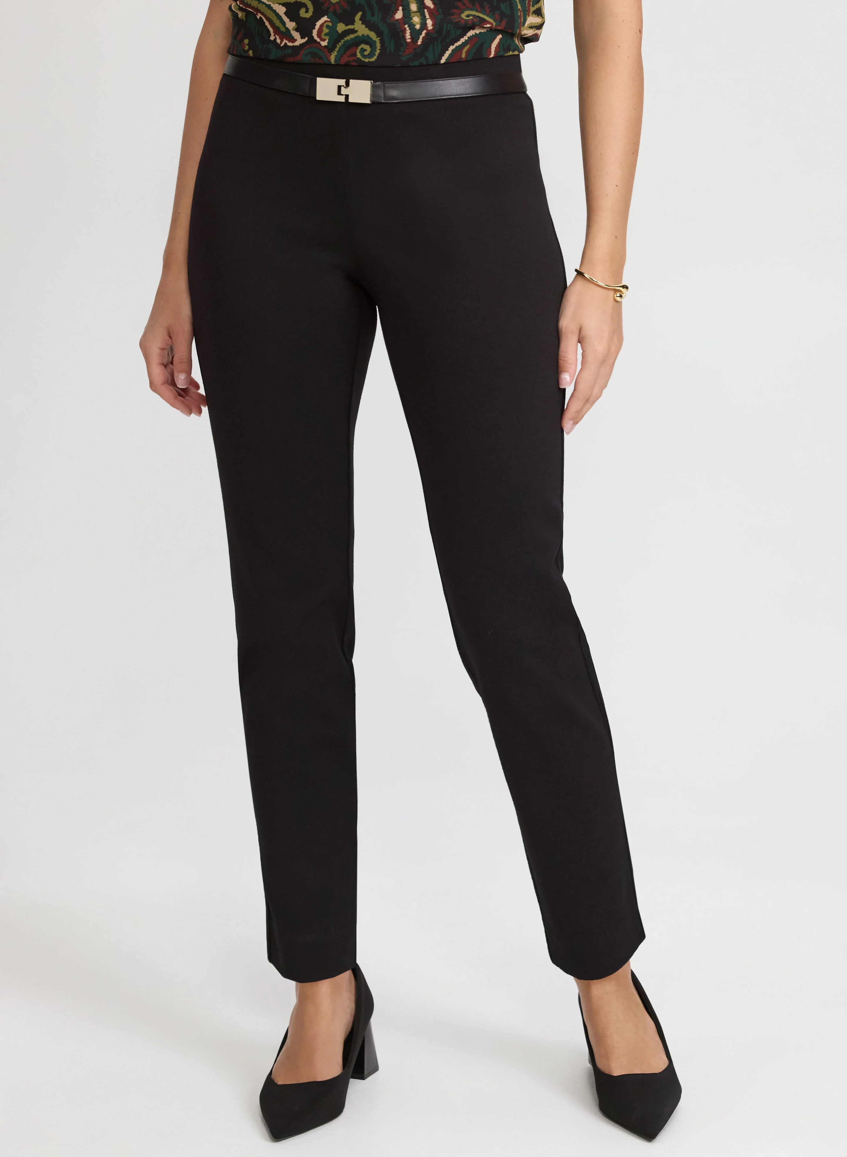 Sofia Belted Slim-Leg Pants