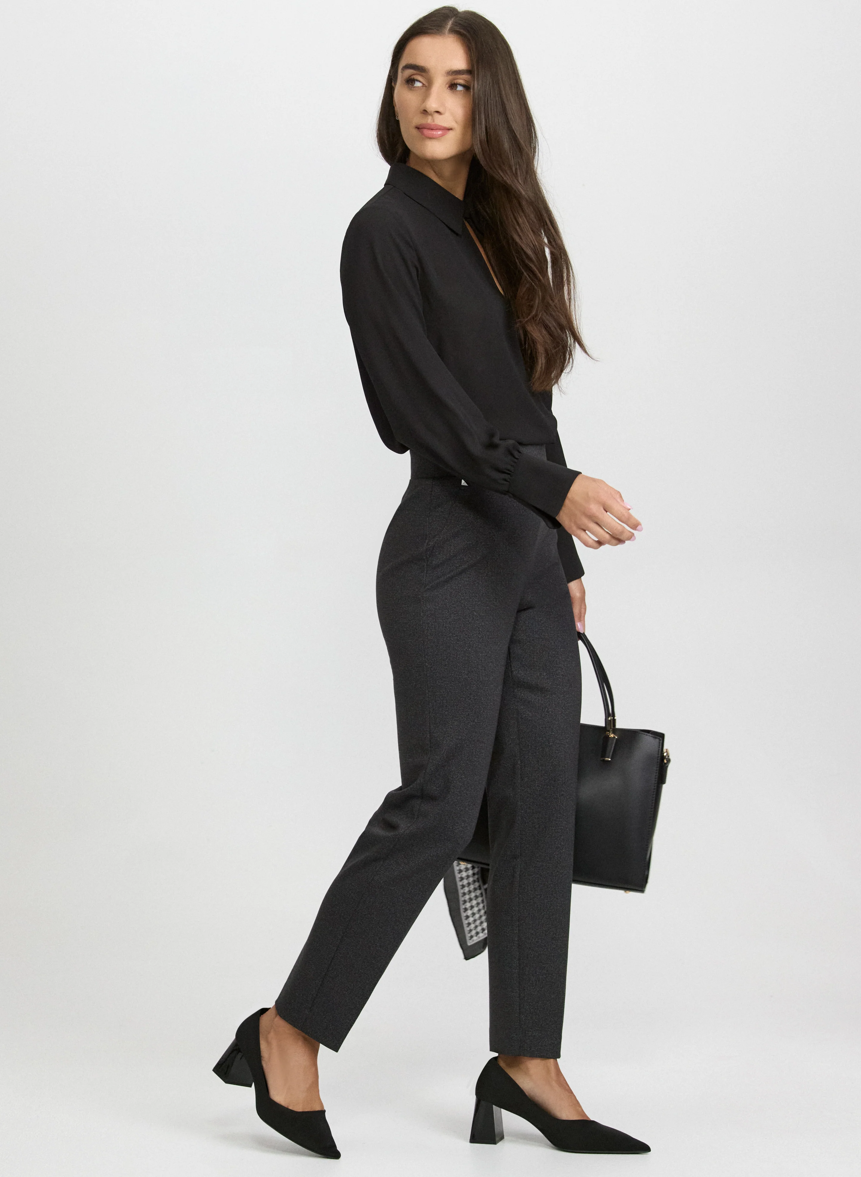 Sofia Herringbone Slim-Leg Pants - Image 4