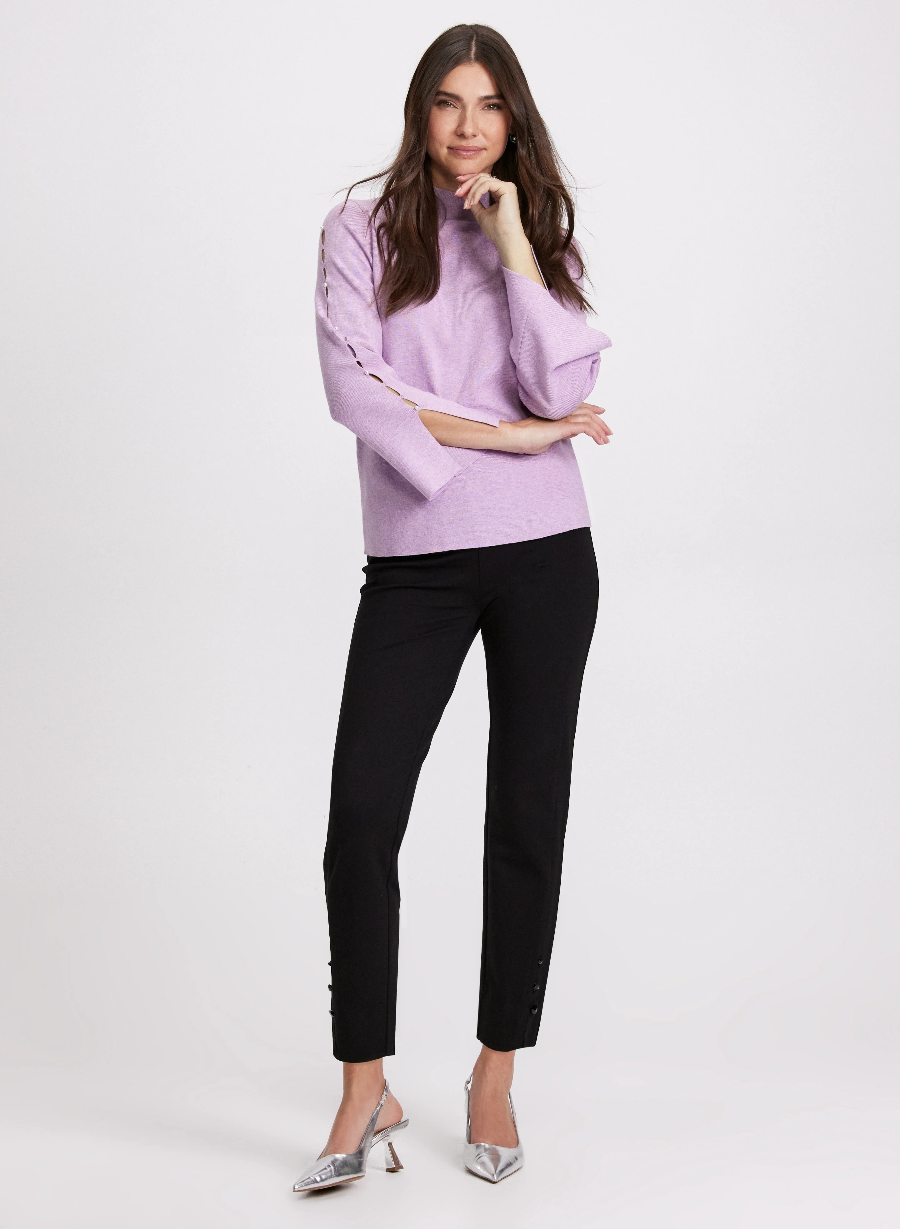 Sofia Studded Hem Slim-Leg Pants - Short - Image 4