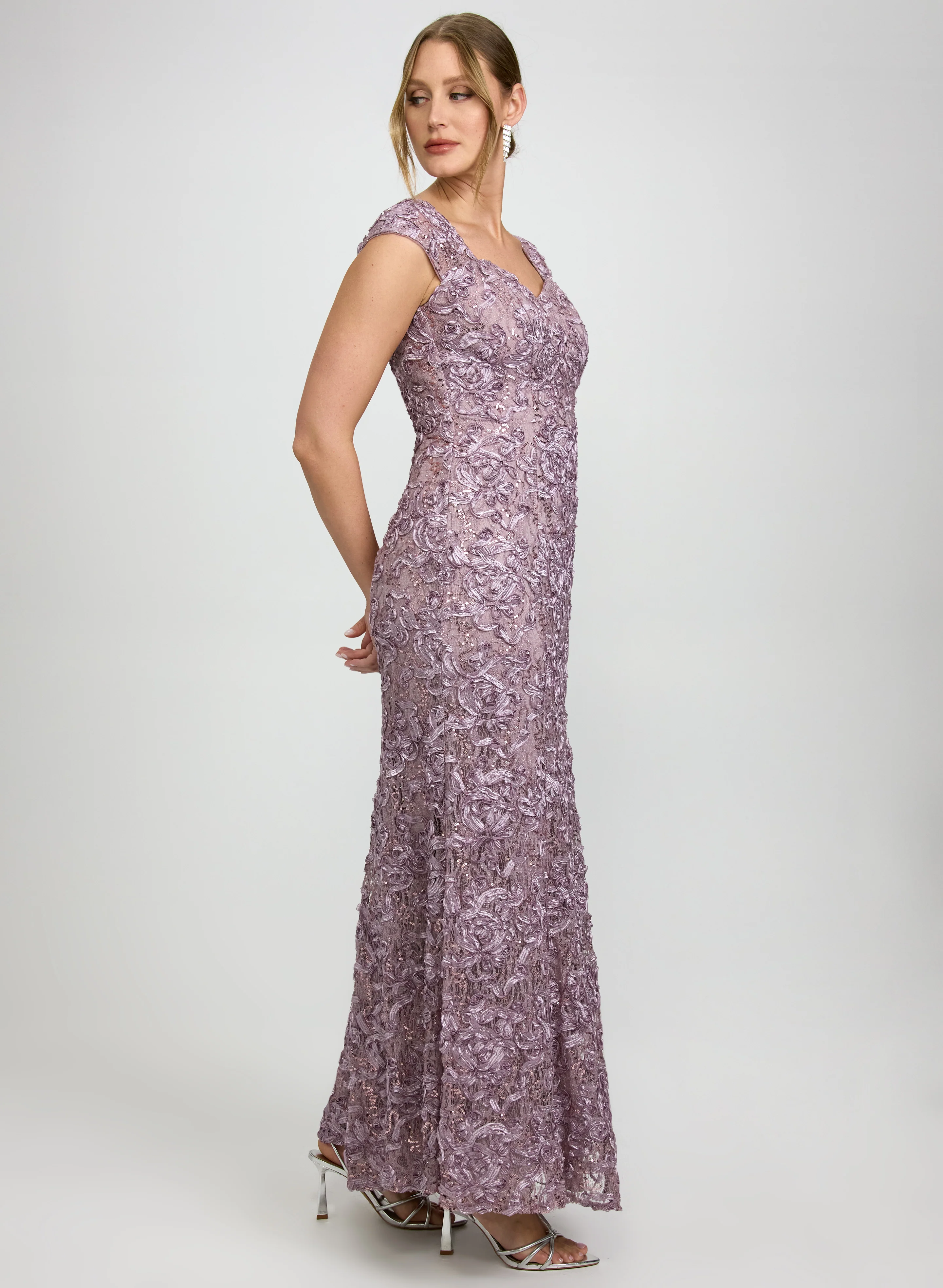 Soutache Dress & Chiffon Shawl Set - Image 2