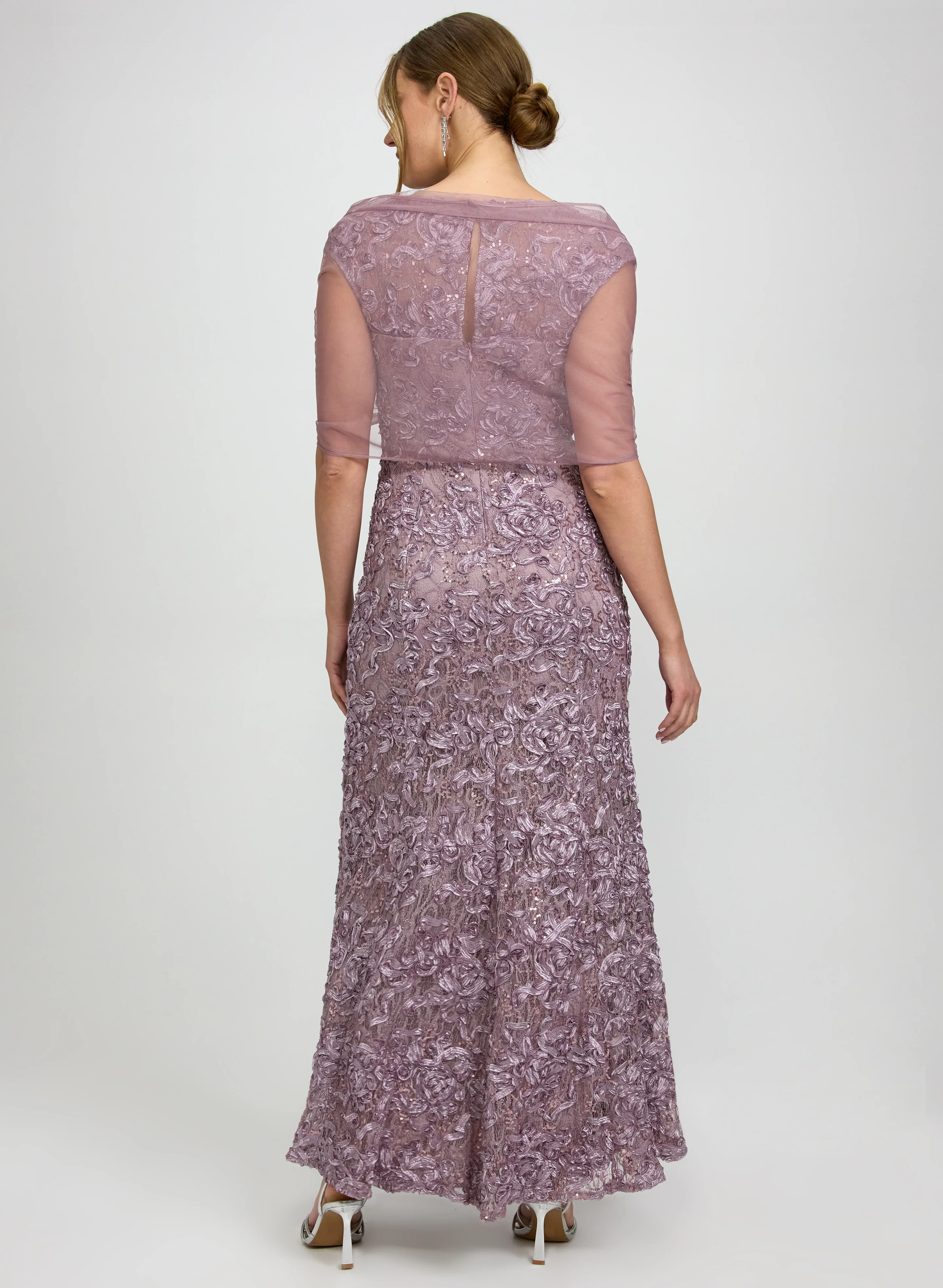 Soutache Dress & Chiffon Shawl Set - Image 4