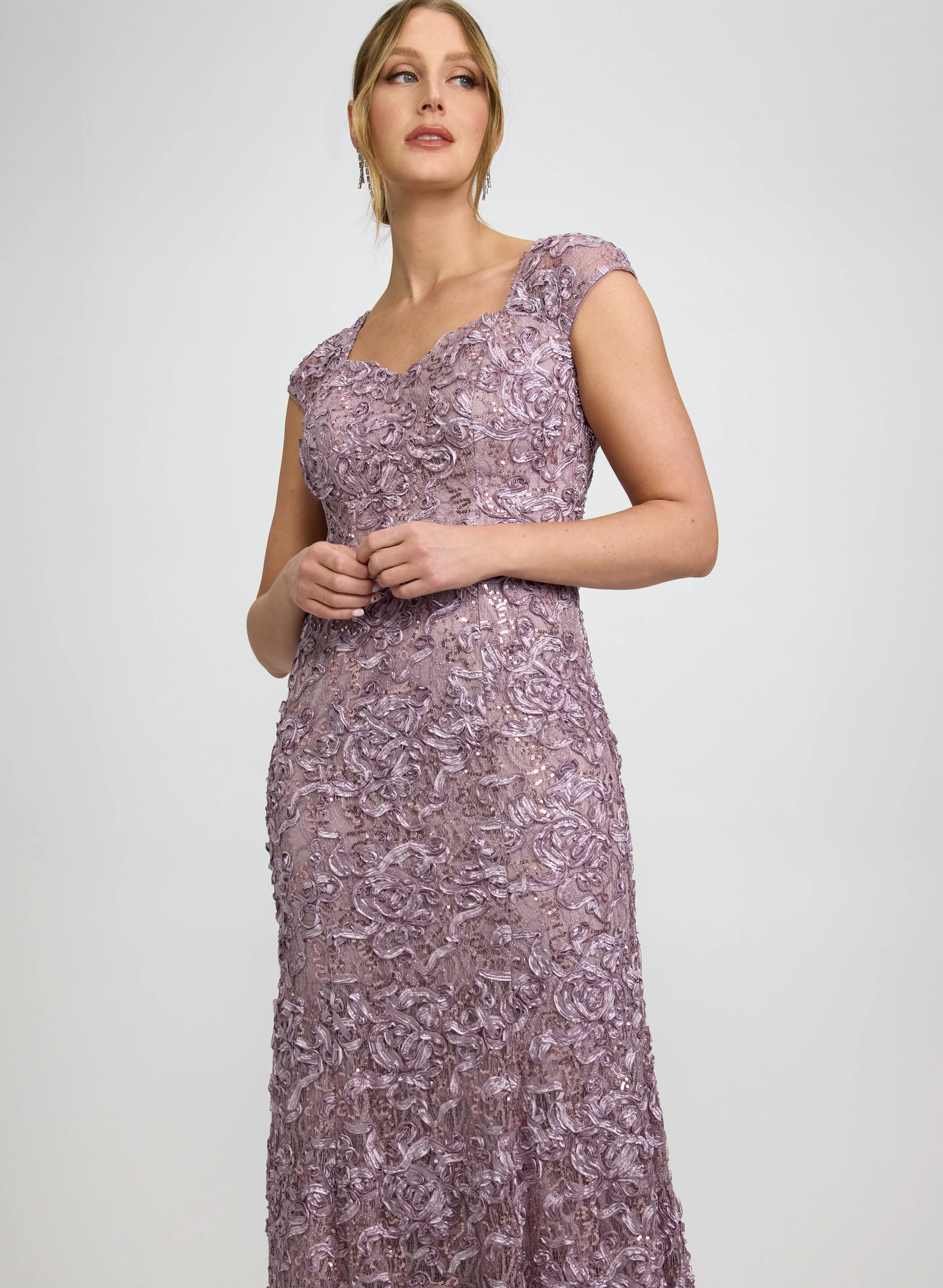 Soutache Dress & Chiffon Shawl Set - Image 7