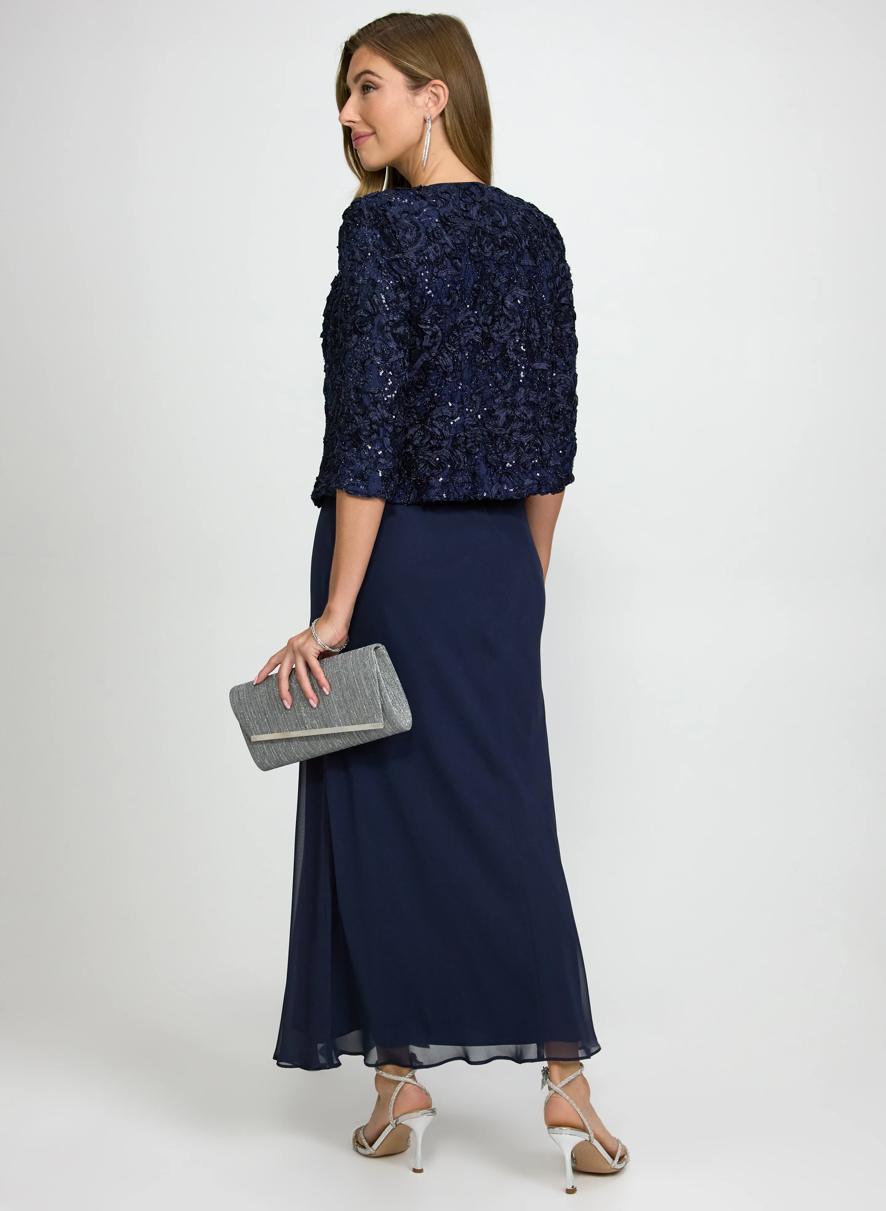 Soutache Jacket & Chiffon Dress Set - Image 4