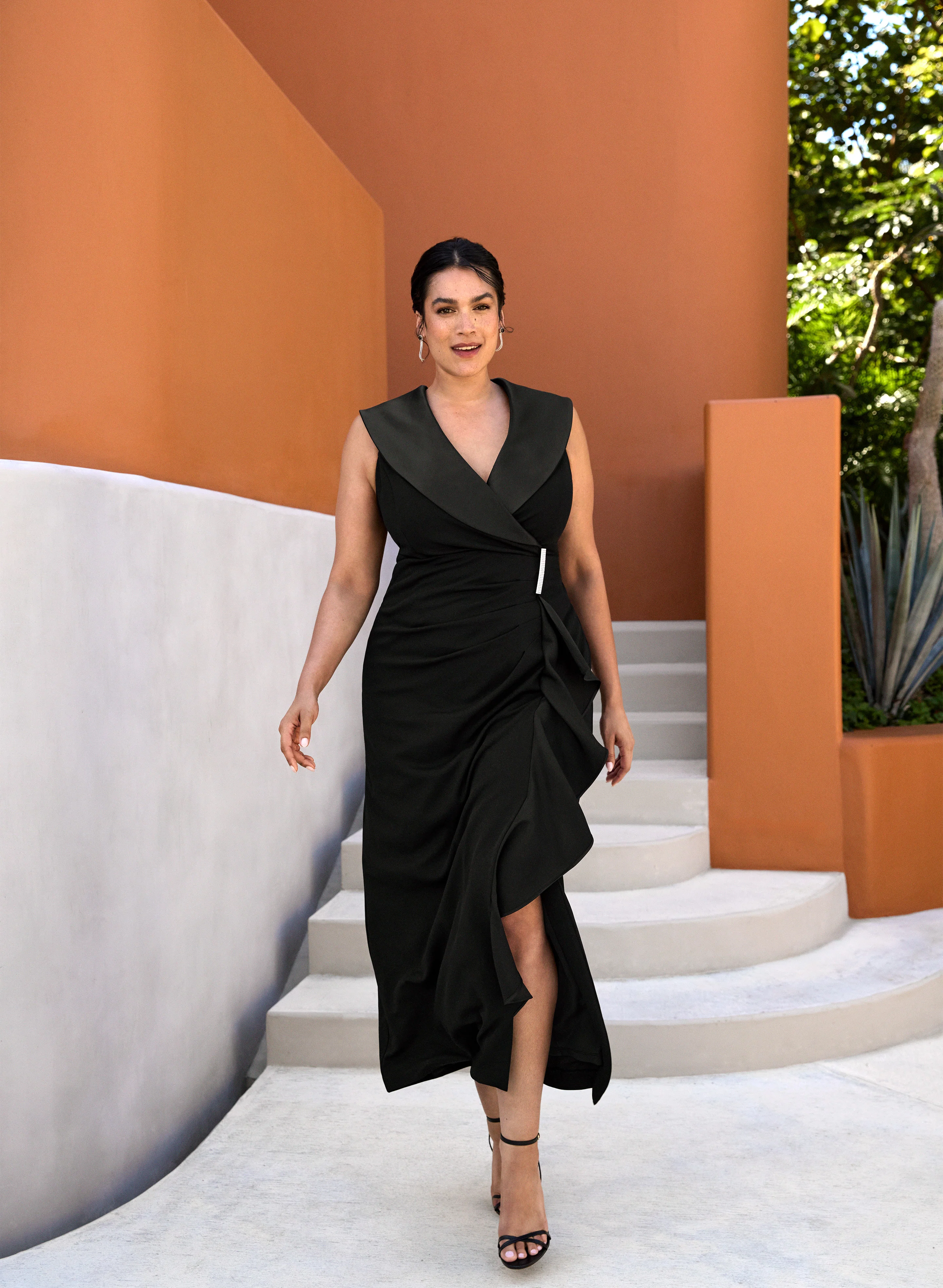 Fitted Shawl Collar Dress - Image 2
