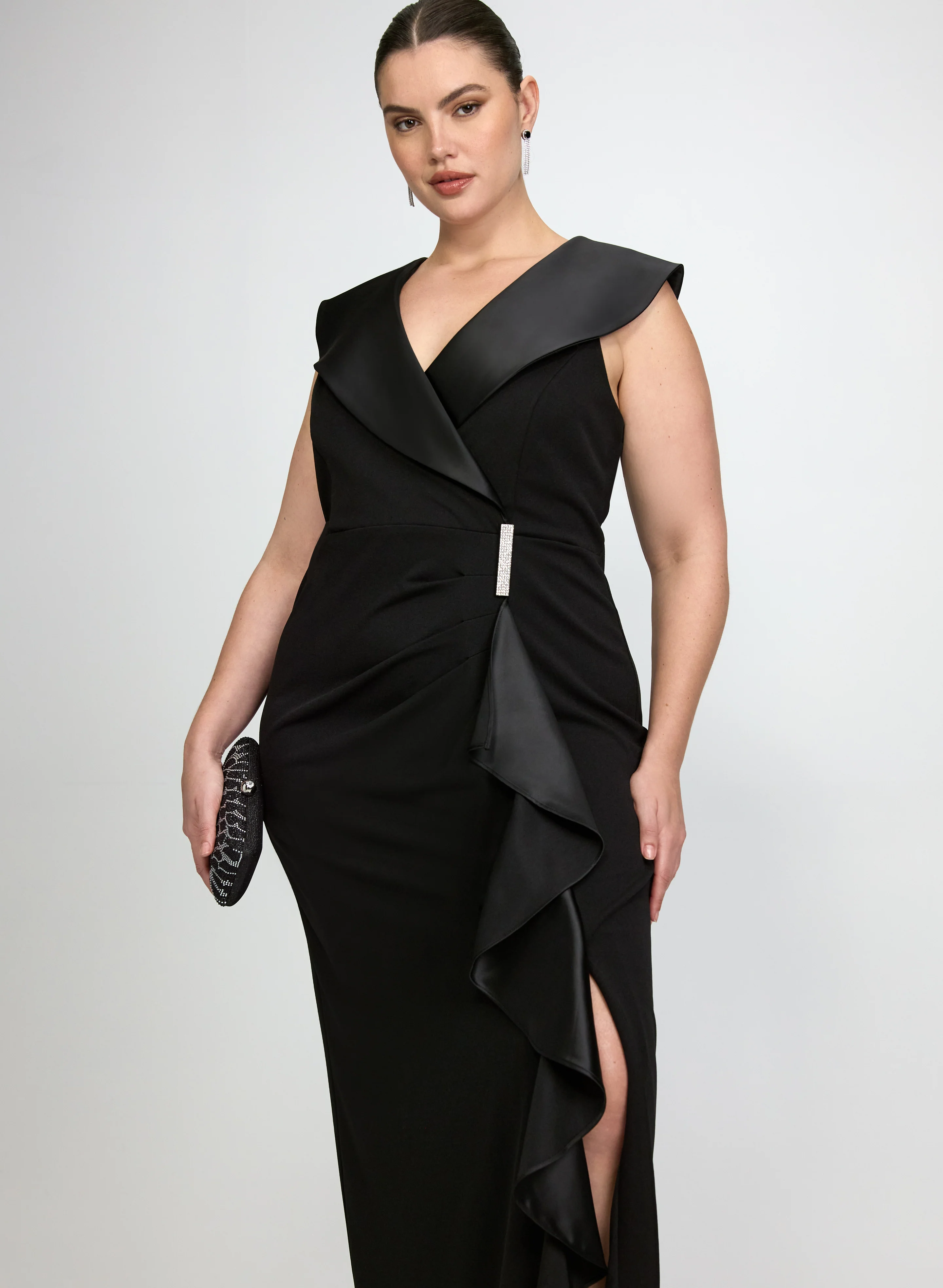 Fitted Shawl Collar Dress - Image 5