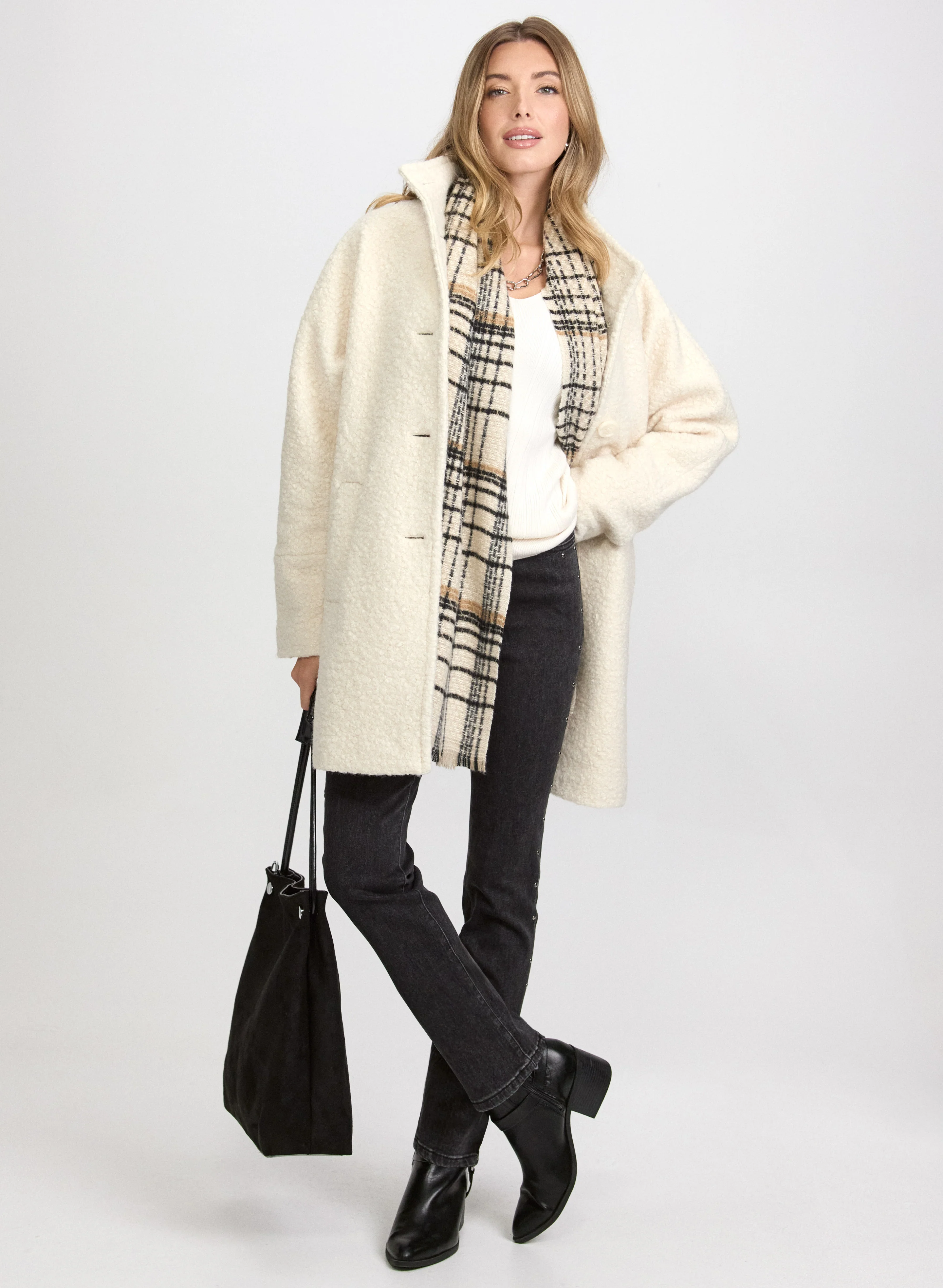 Stand Collar Bouclé Coat - Image 2
