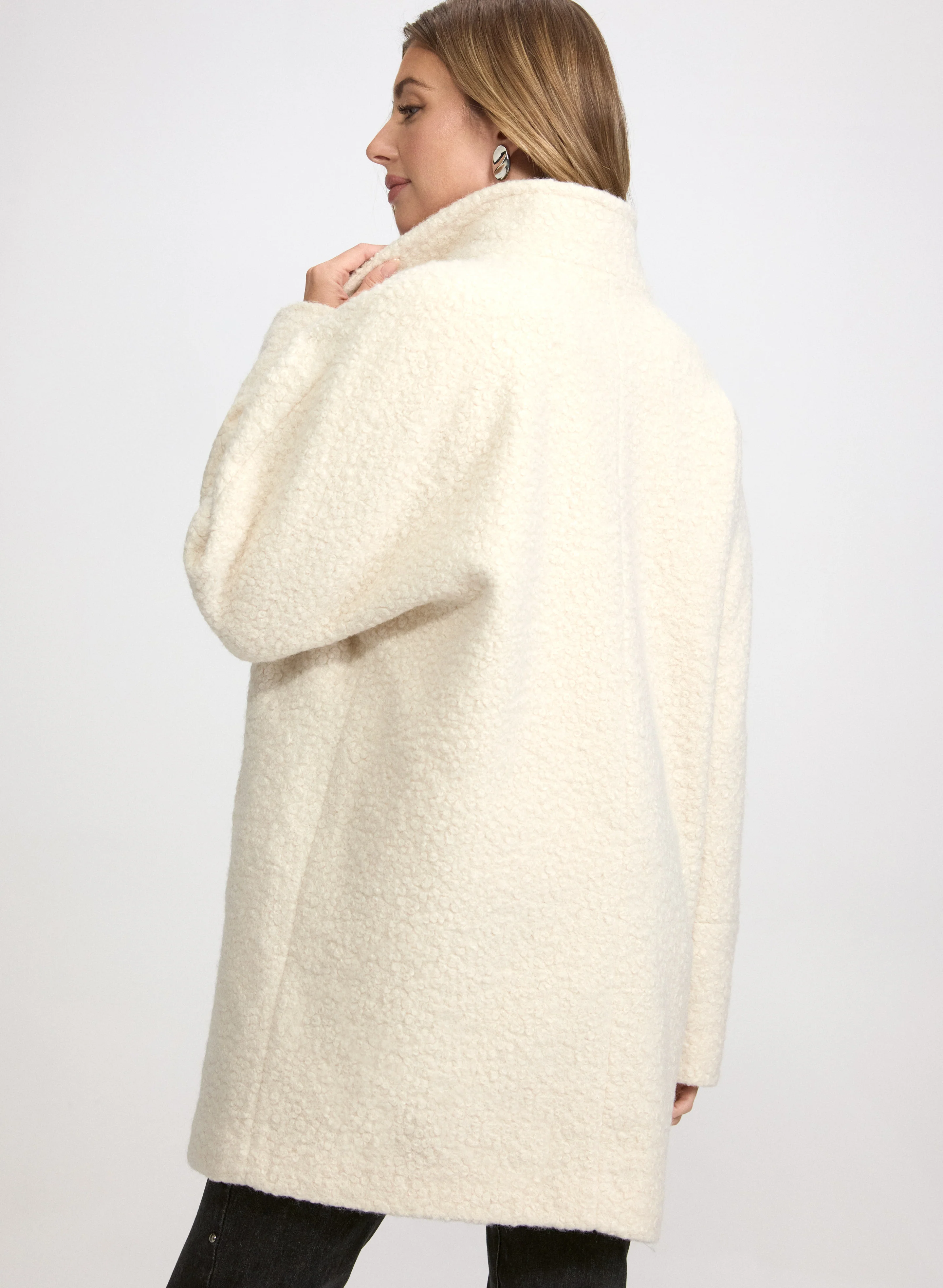 Stand Collar Bouclé Coat - Image 4