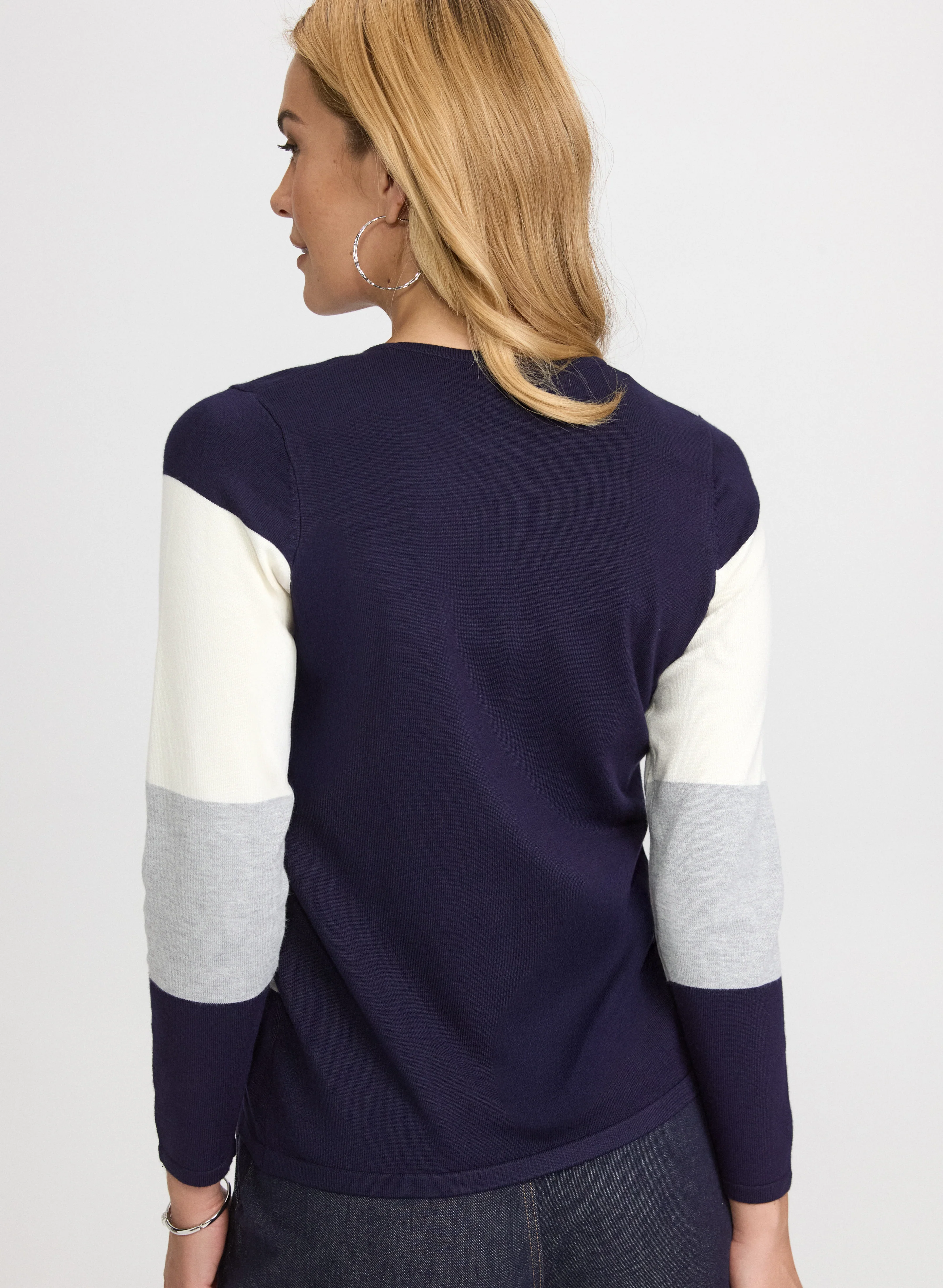 Stone Detail Colour Block Sweater - Image 4
