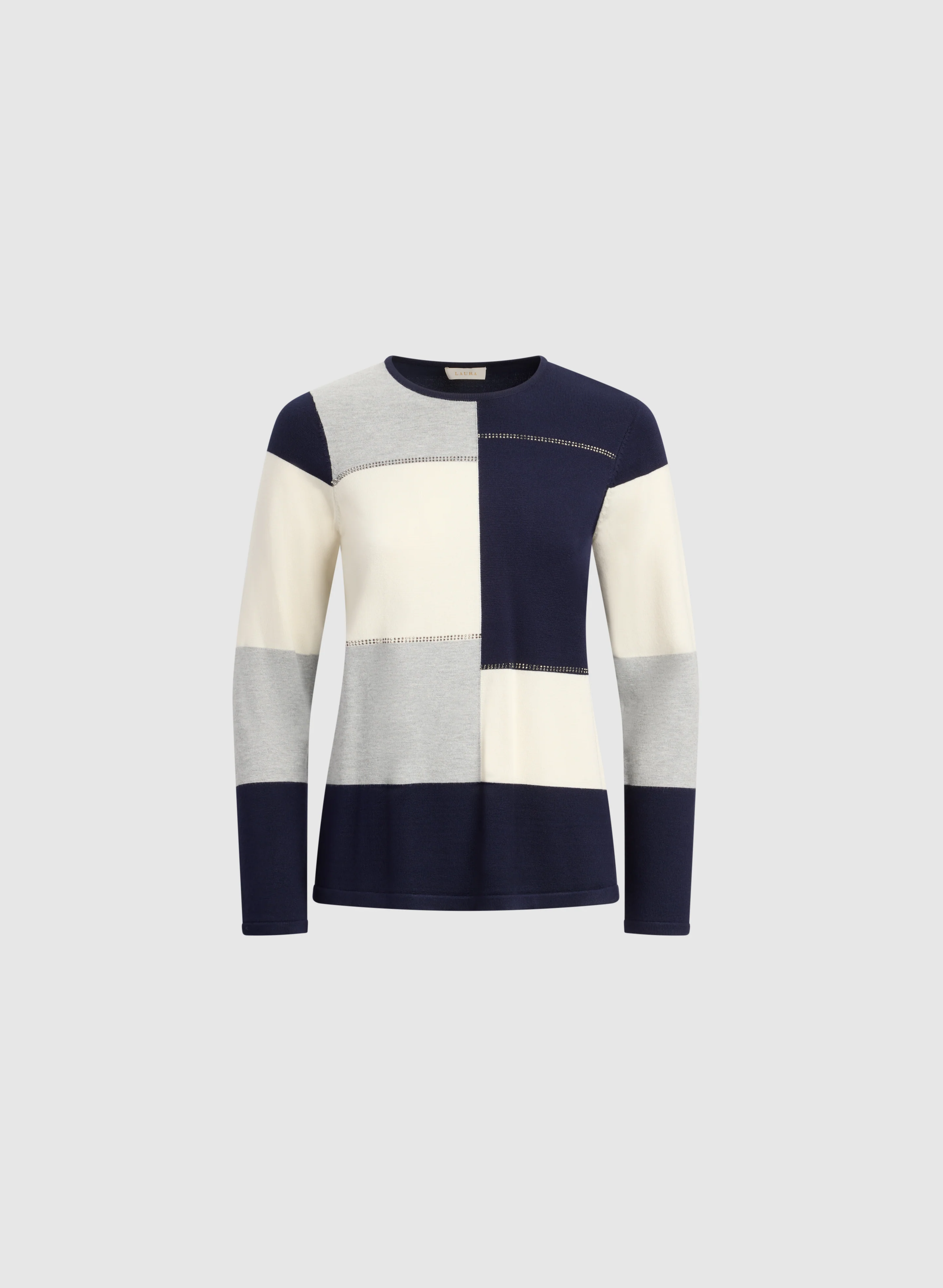 Stone Detail Colour Block Sweater - Image 6
