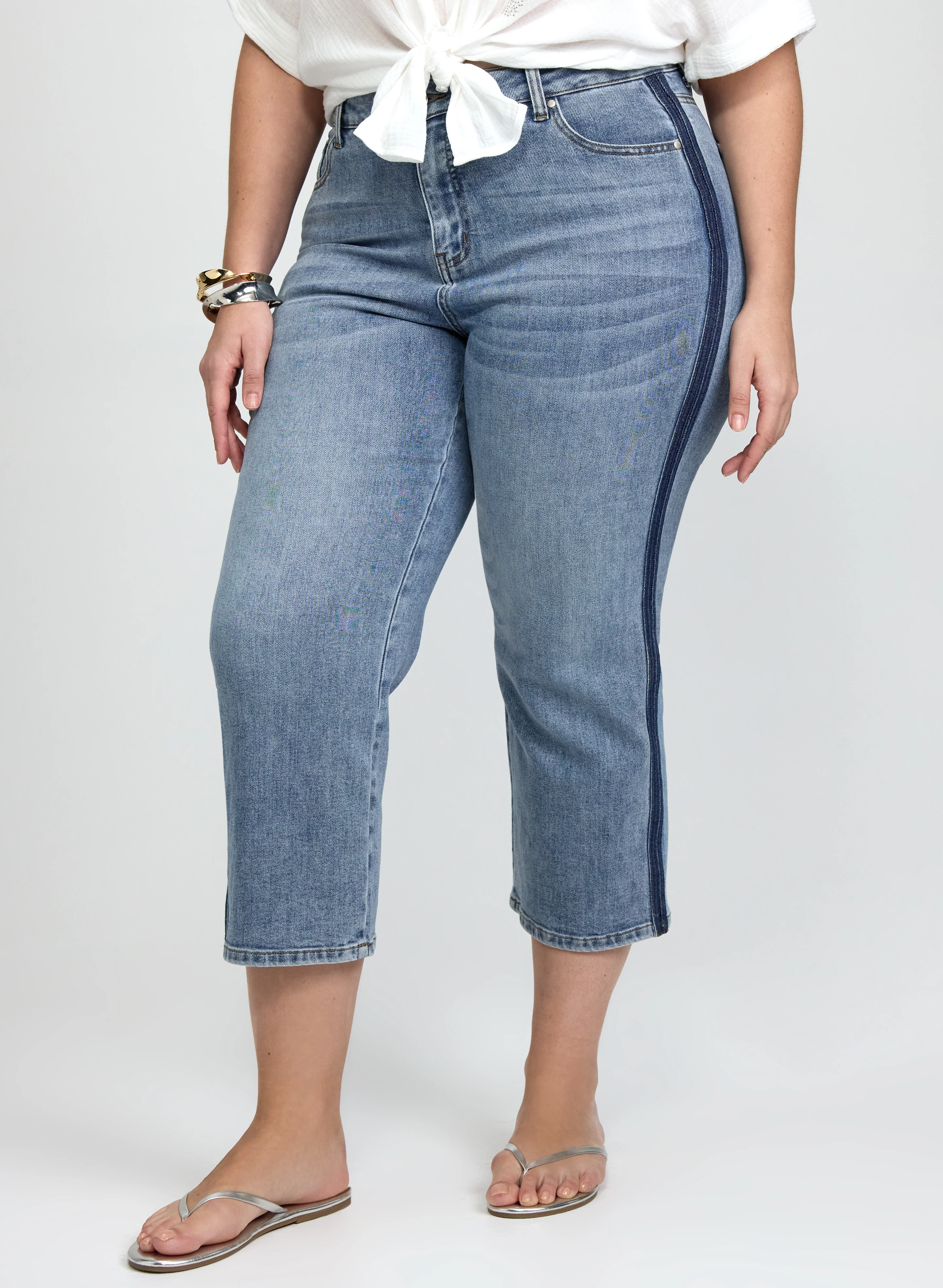 Straight-Leg Denim Capris