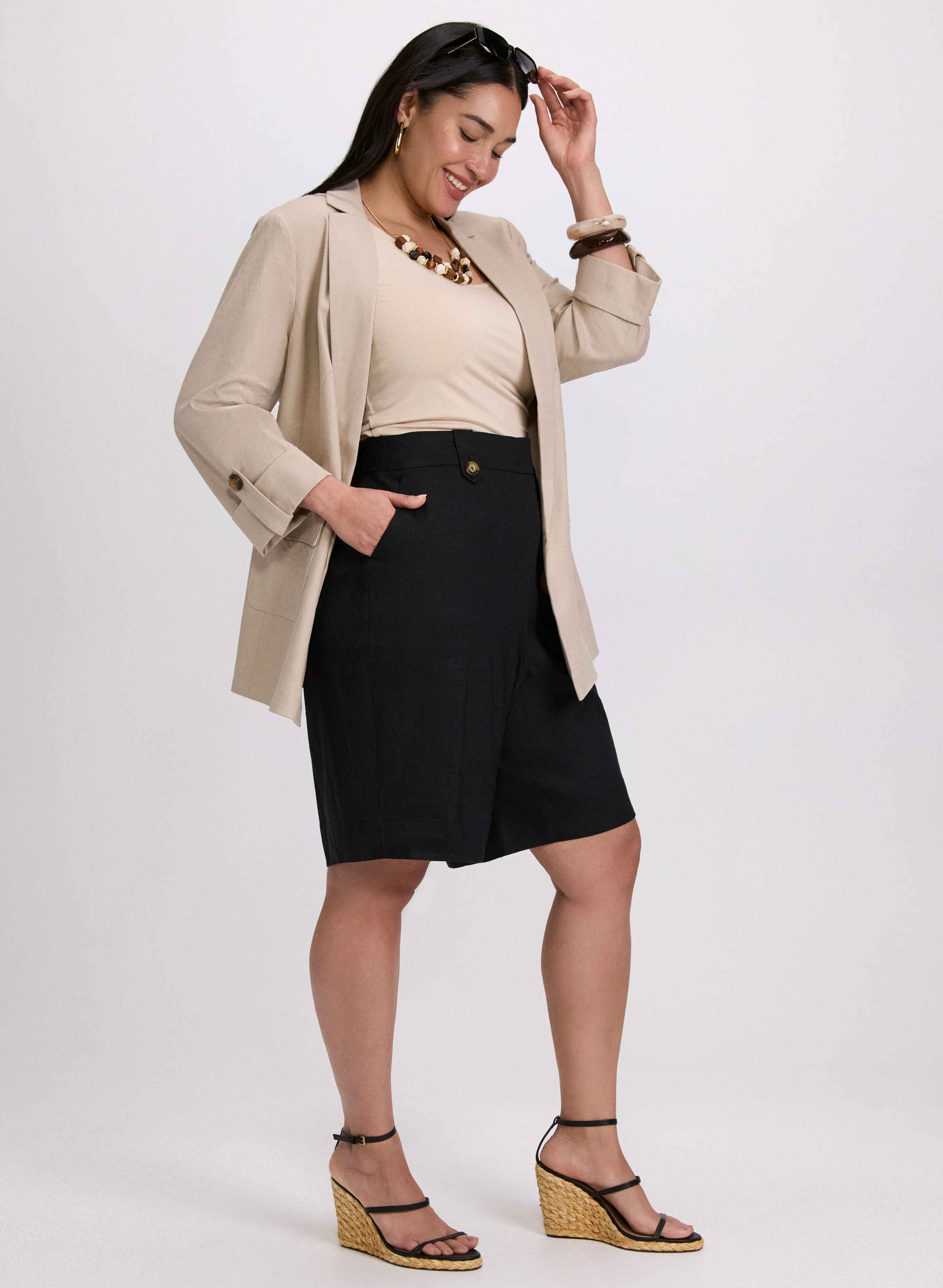 Stretch Linen-Blend Shorts - Image 3
