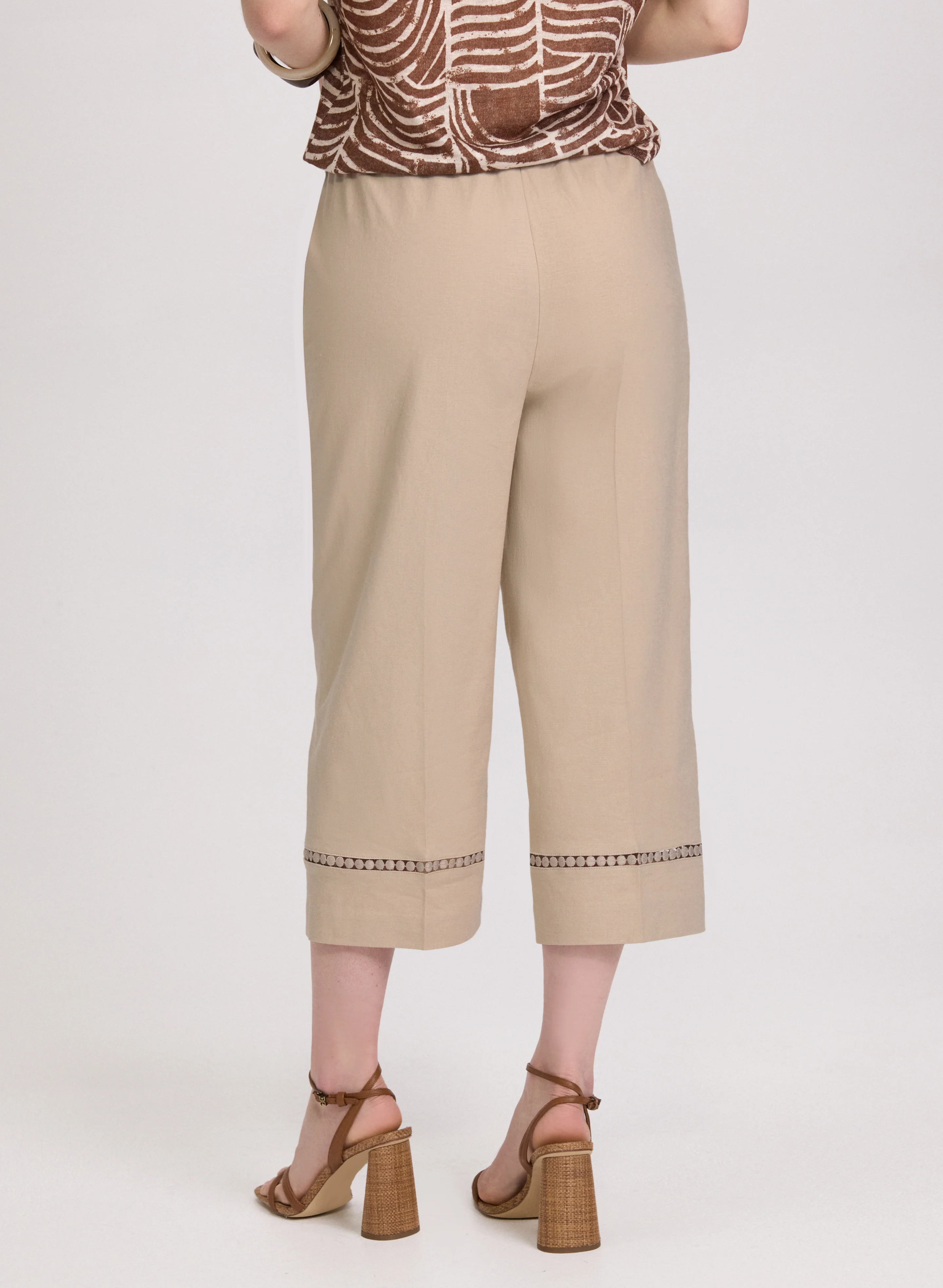 Stretch-Linen Crochet Detail Culottes - Image 4