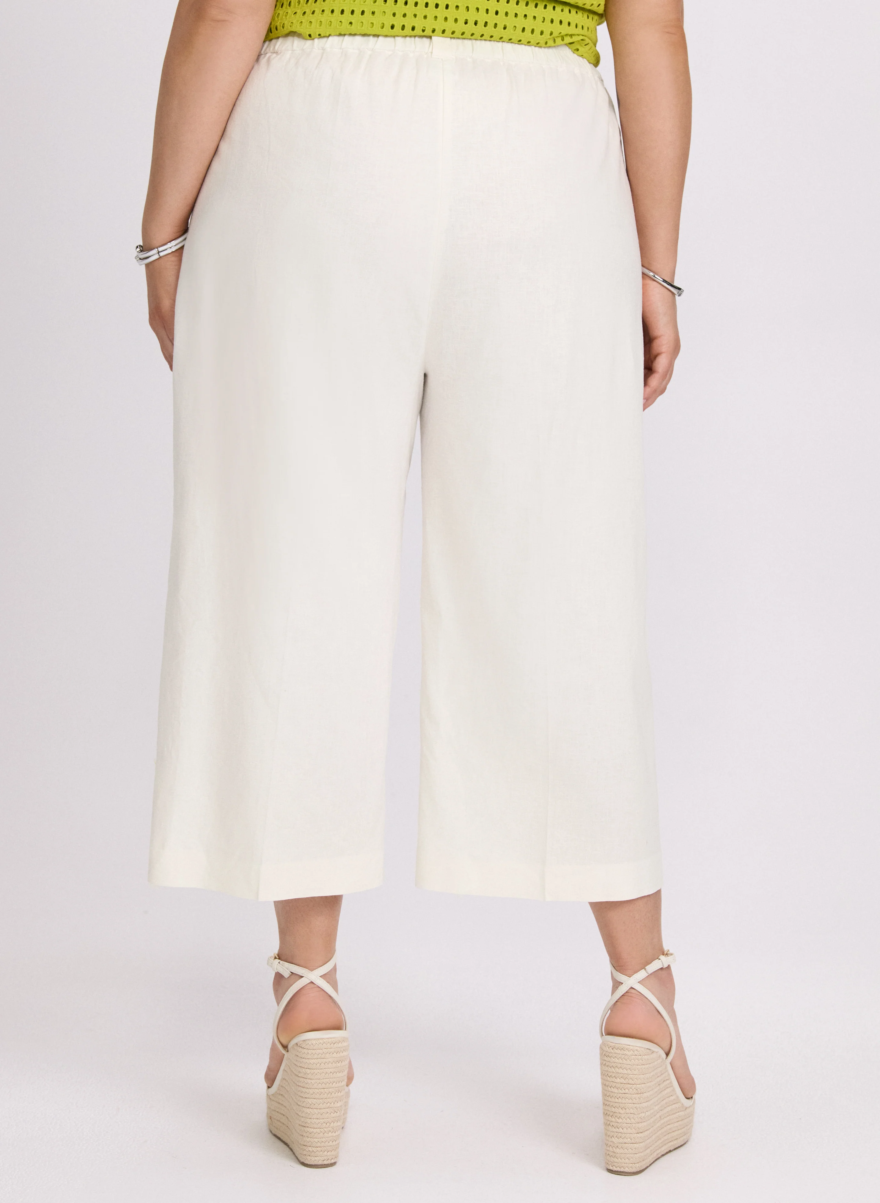 Stretch Linen Wide-Leg Capris - Image 2
