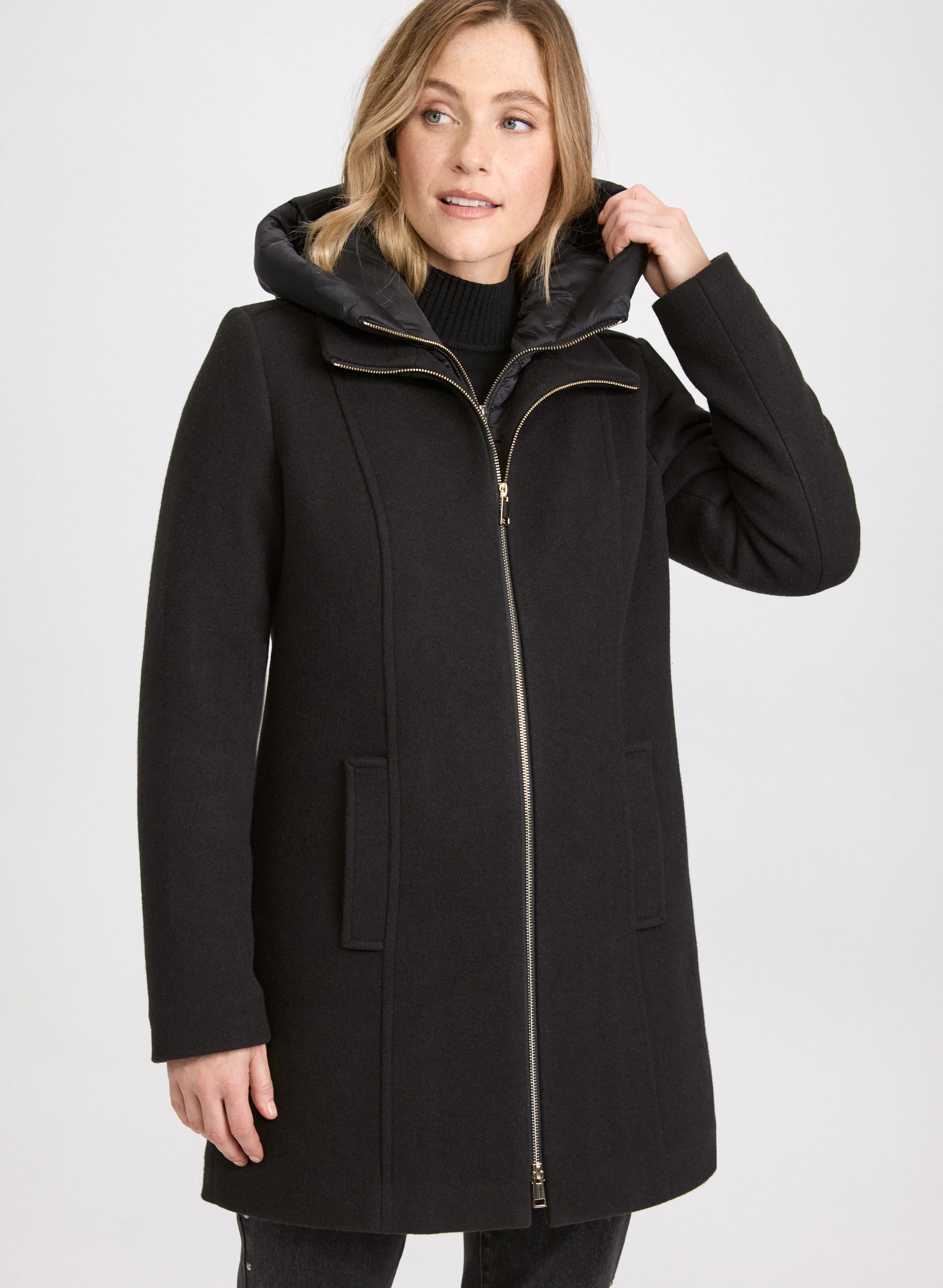 Stretch Wool Blend Coat