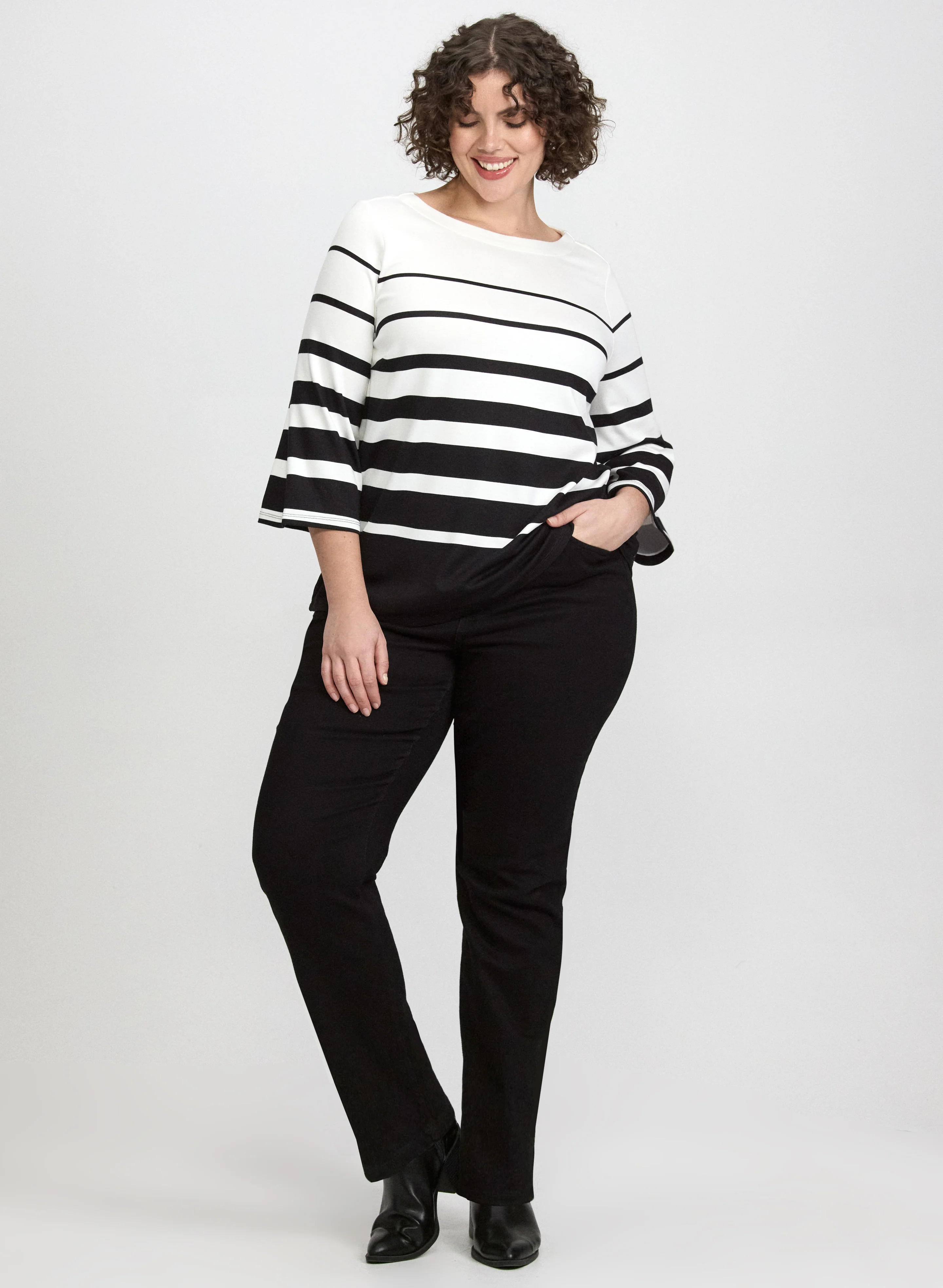 Stripe Boat Neck Top - Image 3