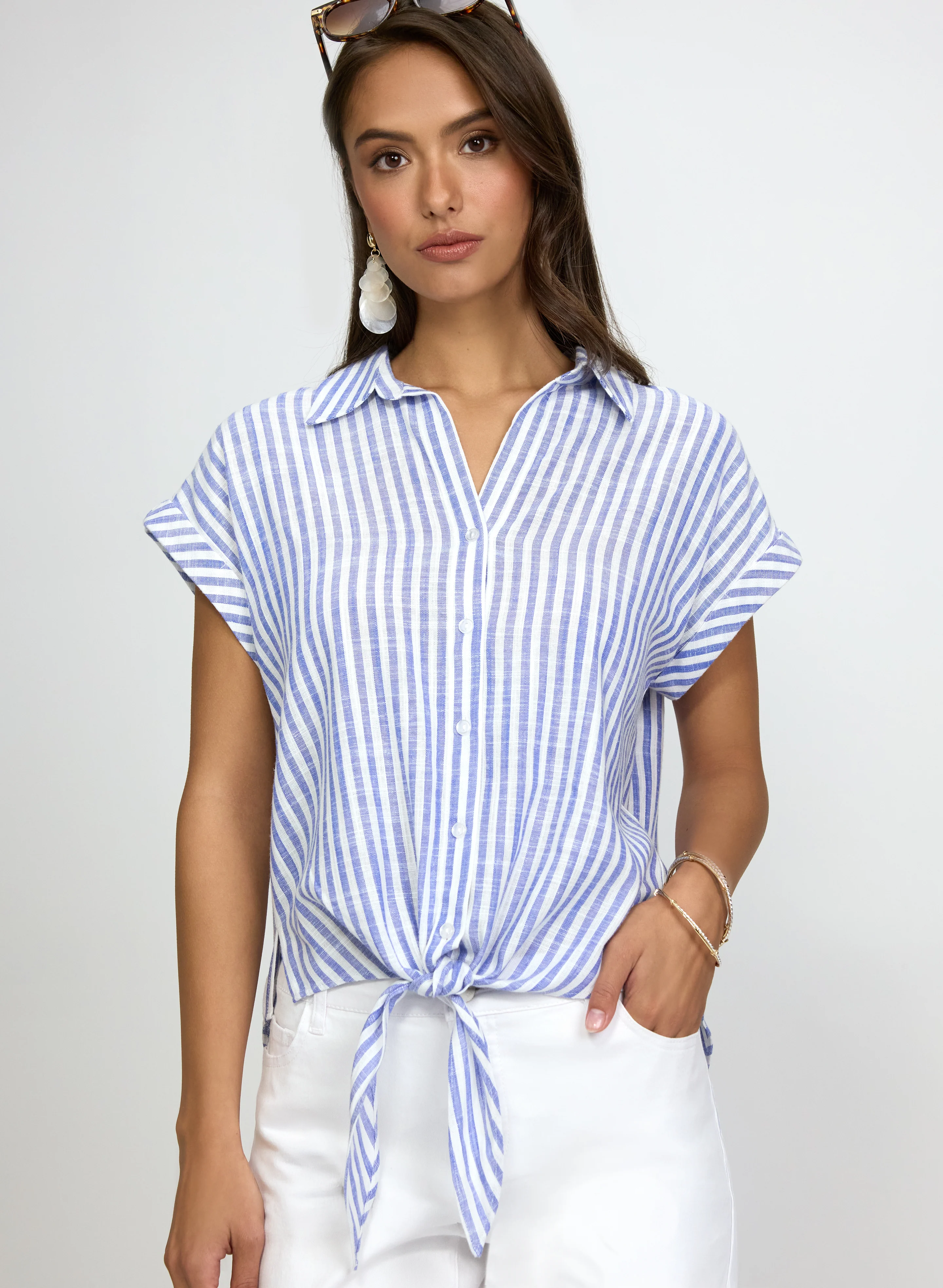 Stripe Button-Down Blouse
