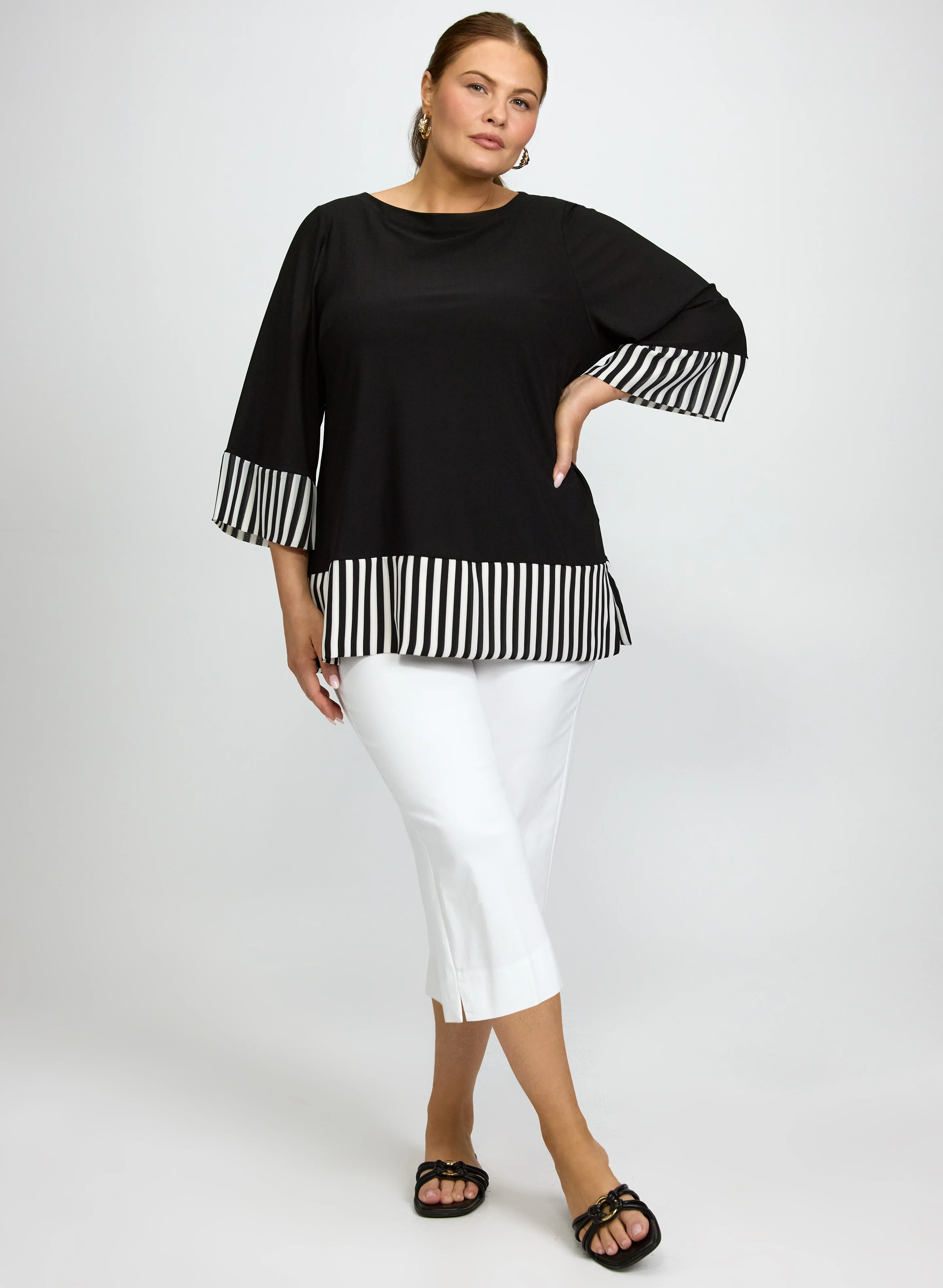 Stripe Chiffon Trim Top - Image 3