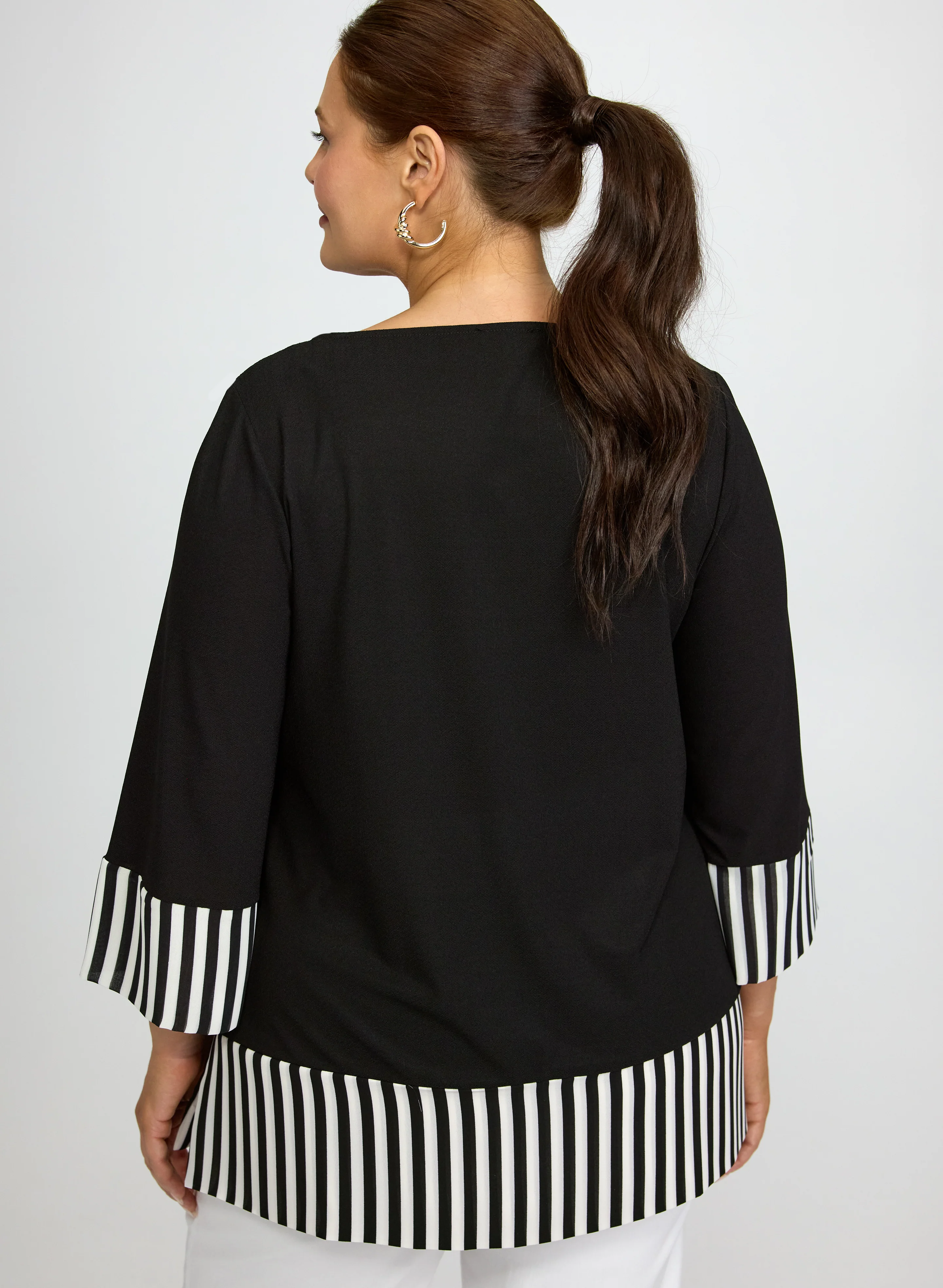 Stripe Chiffon Trim Top - Image 4