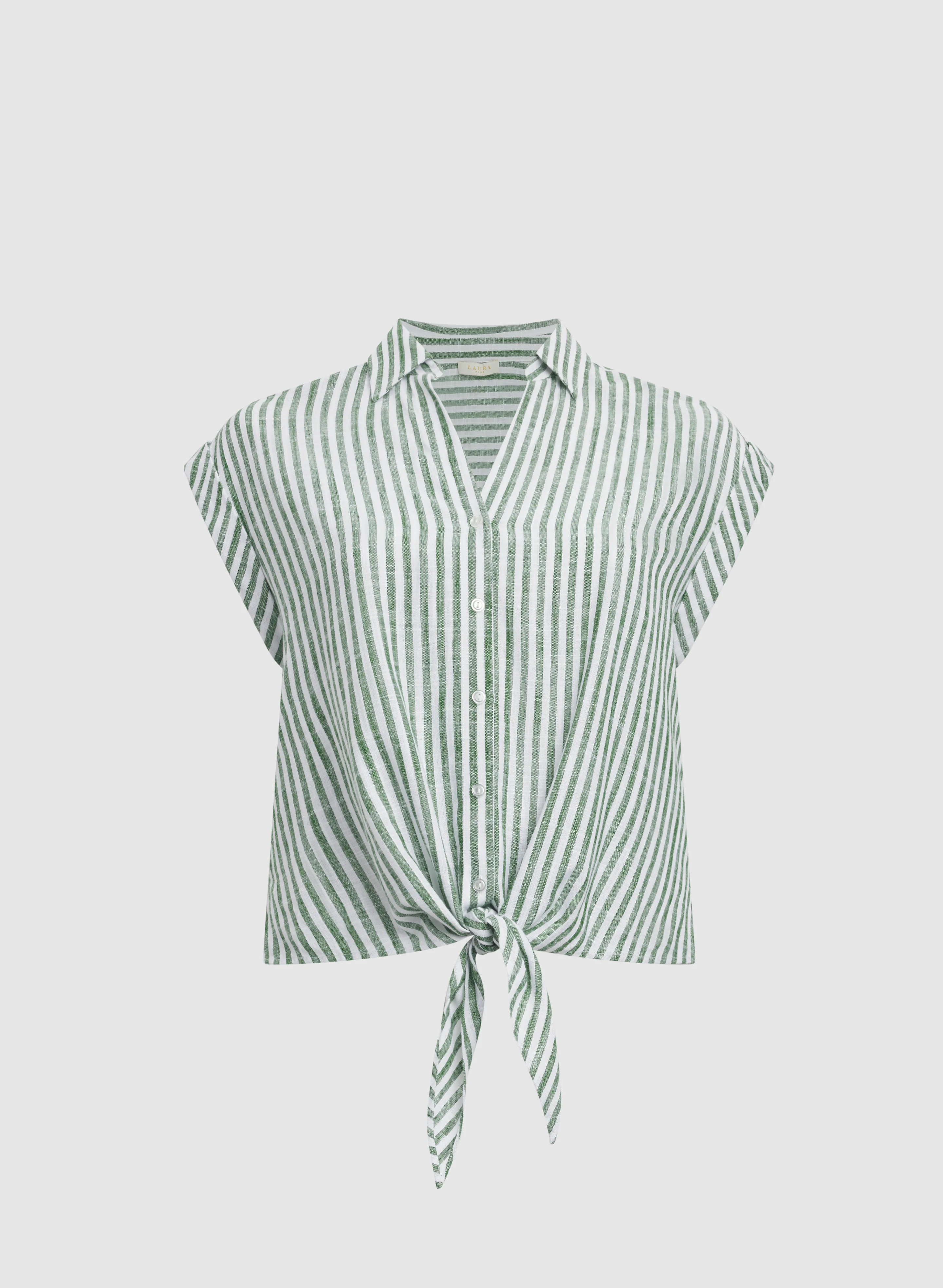 Stripe Front Tie Blouse - Image 5