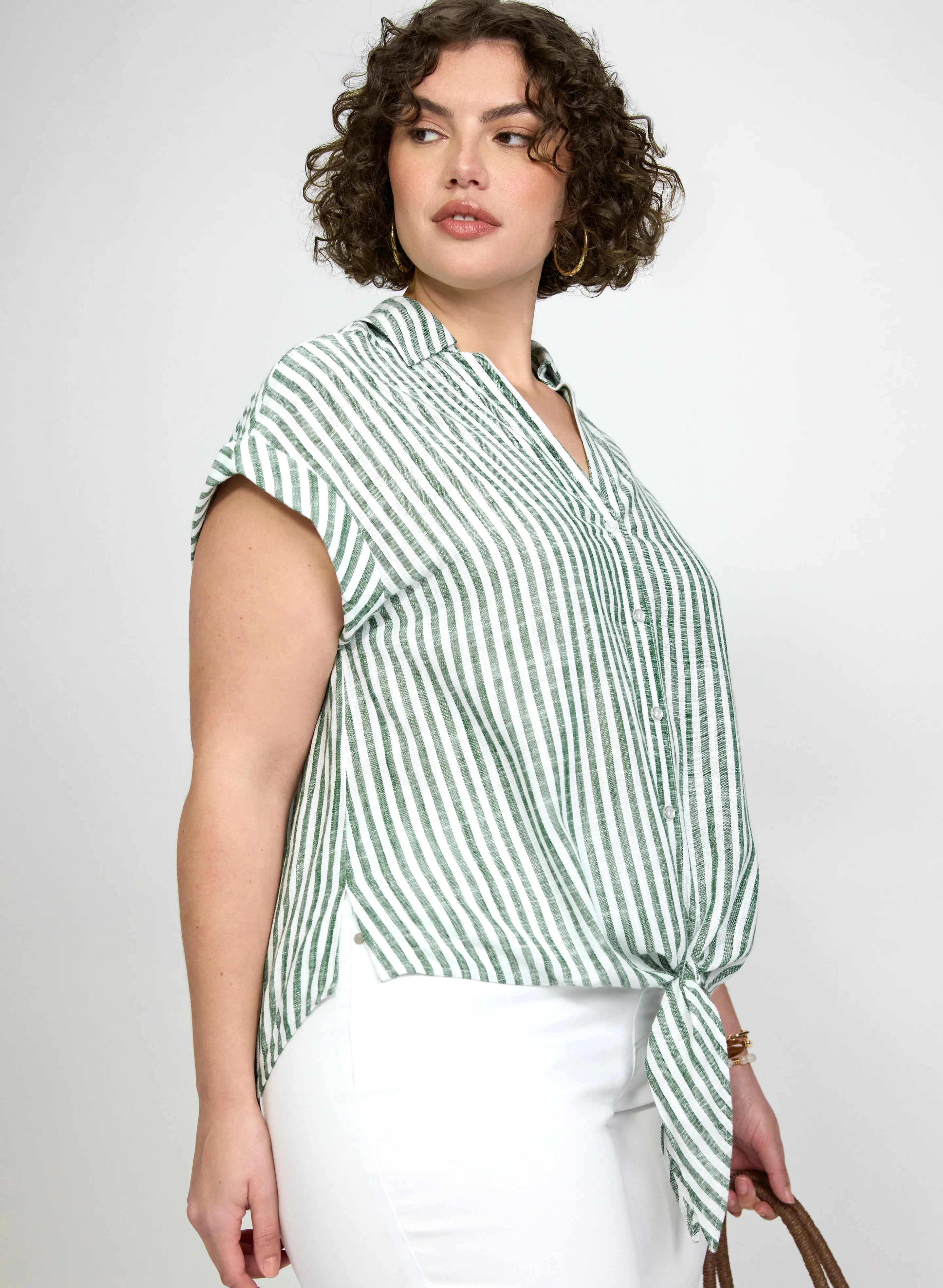 Stripe Front Tie Blouse - Image 7