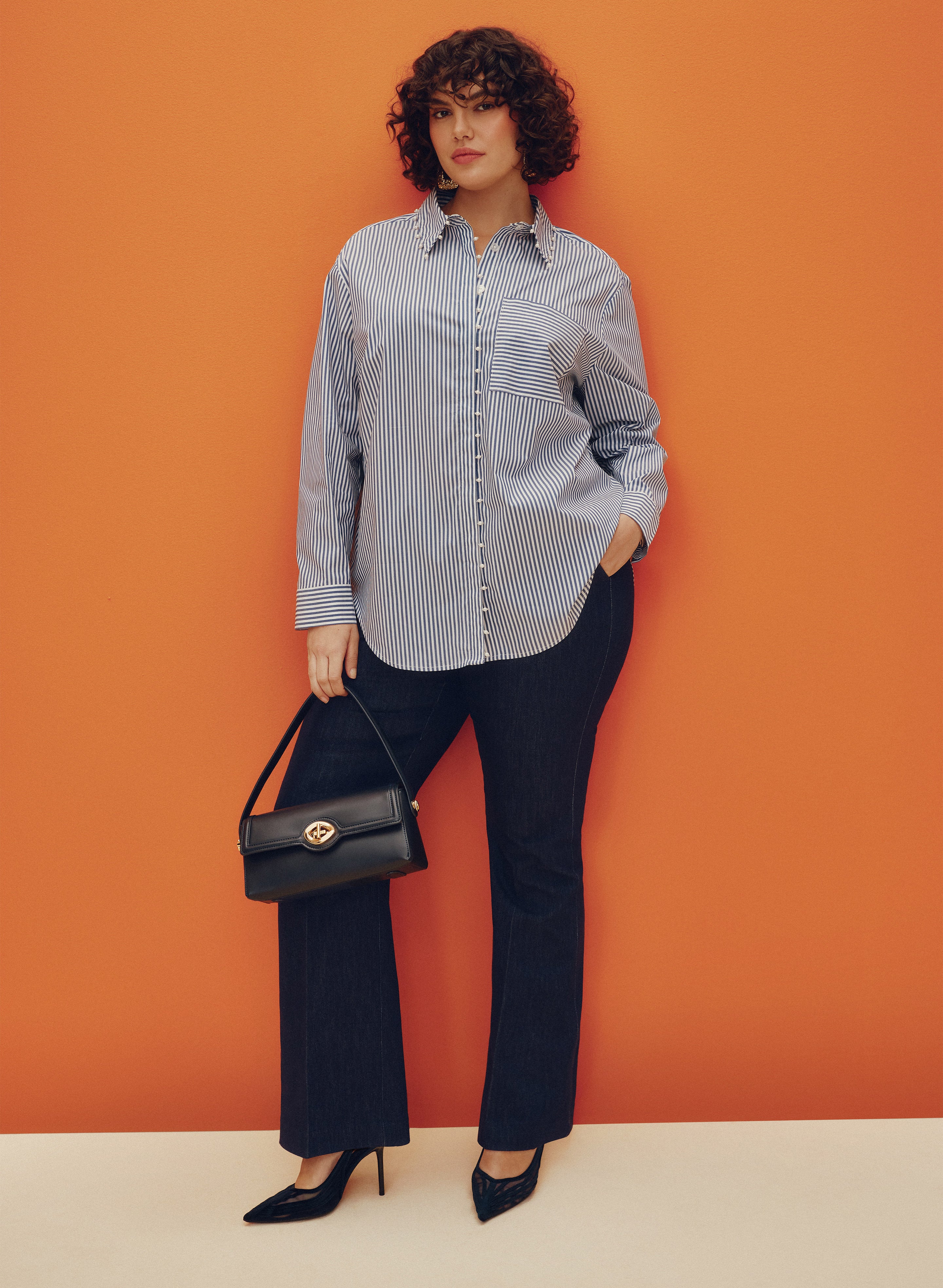 Stripe Pearl Trim Blouse - Image 3