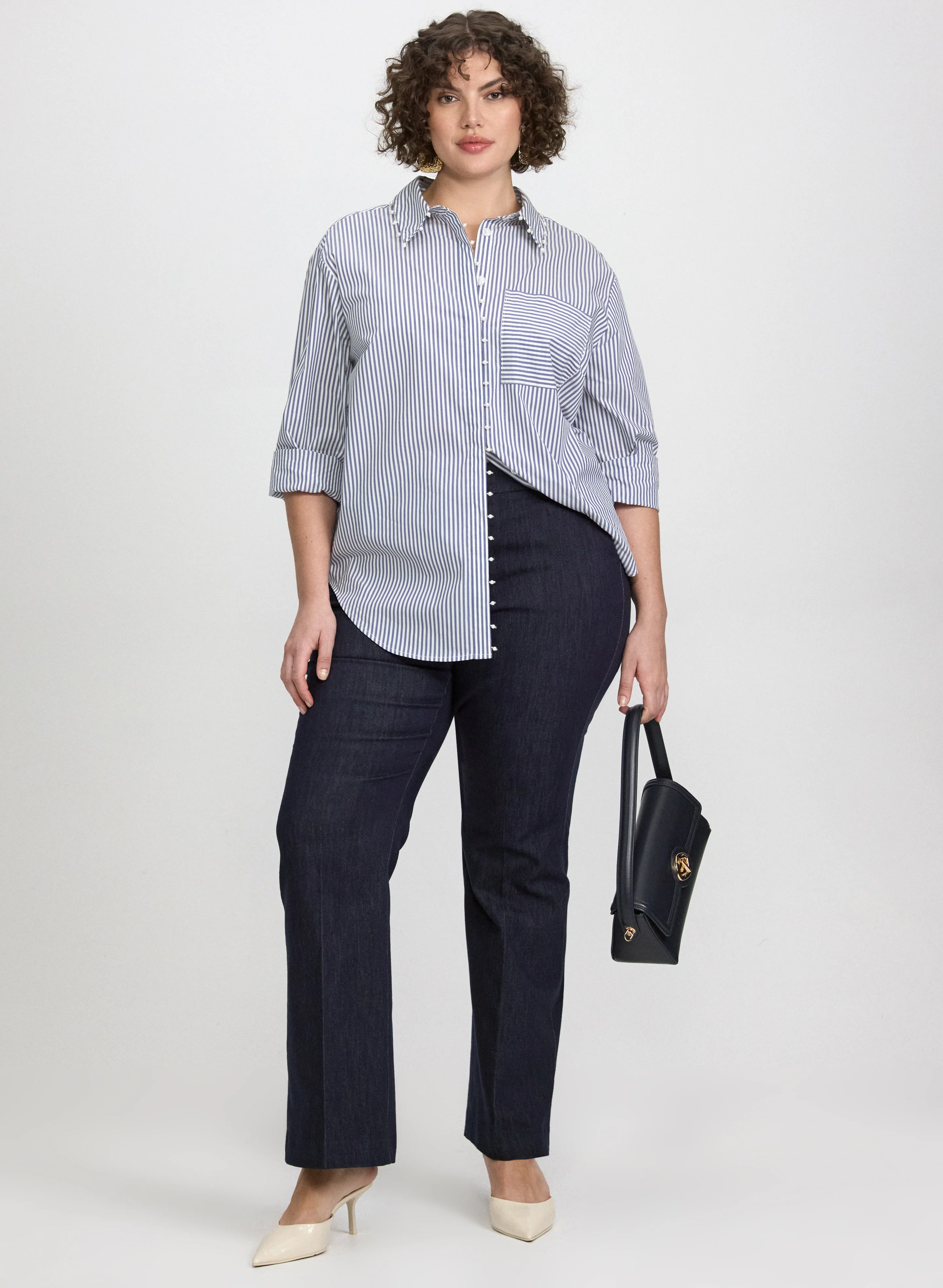 Stripe Pearl Trim Blouse - Image 6