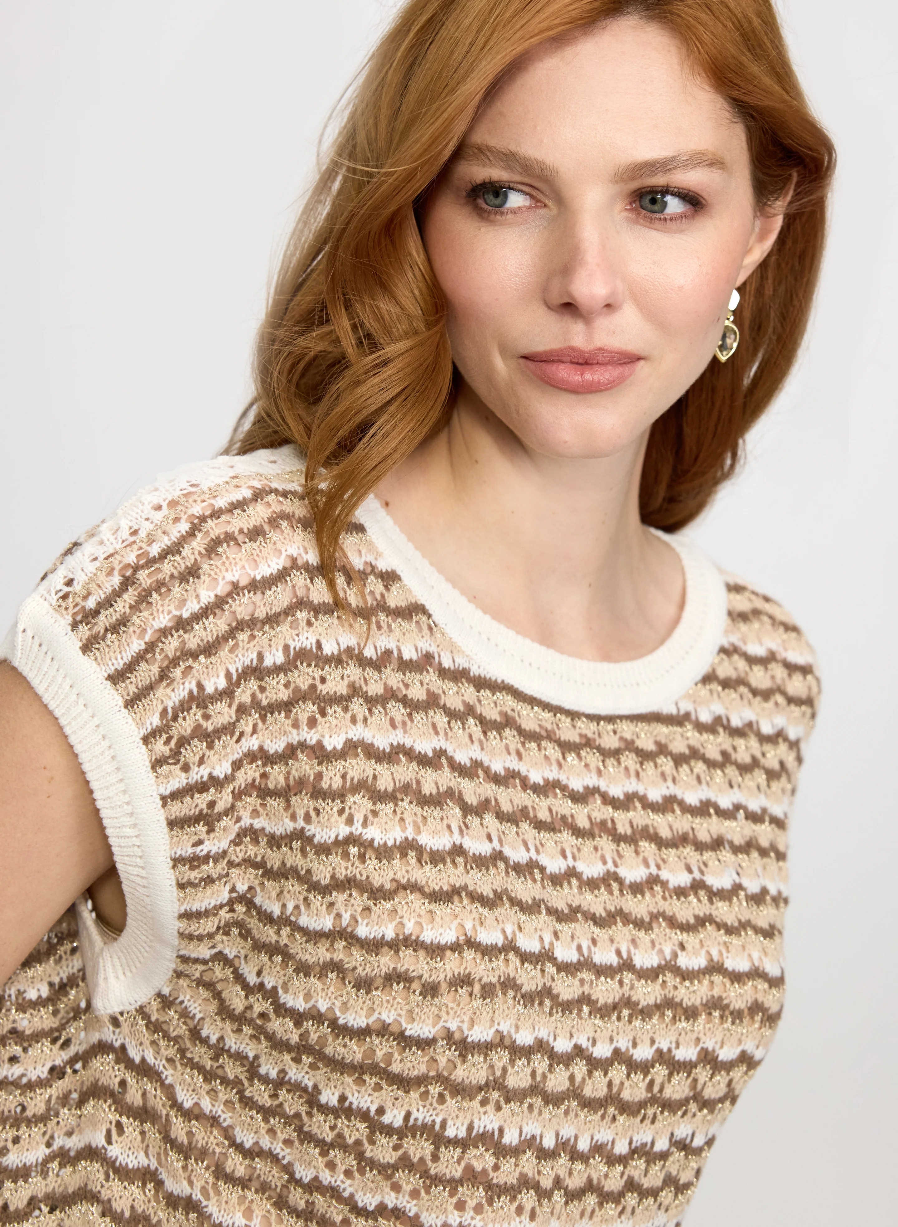 Stripe Pointelle Knit Sweater - Image 5