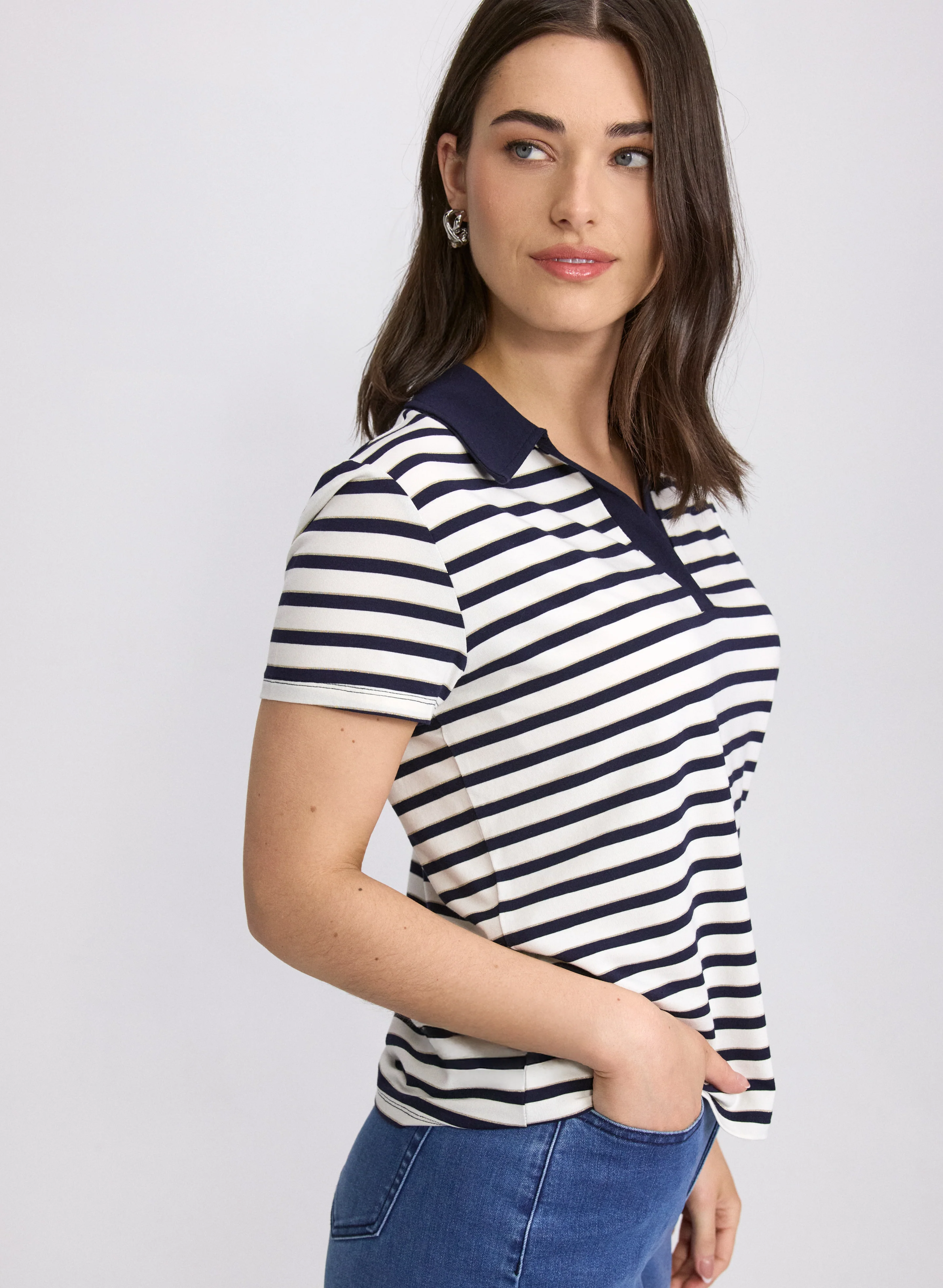 Stripe Polo T-Shirt - Image 4