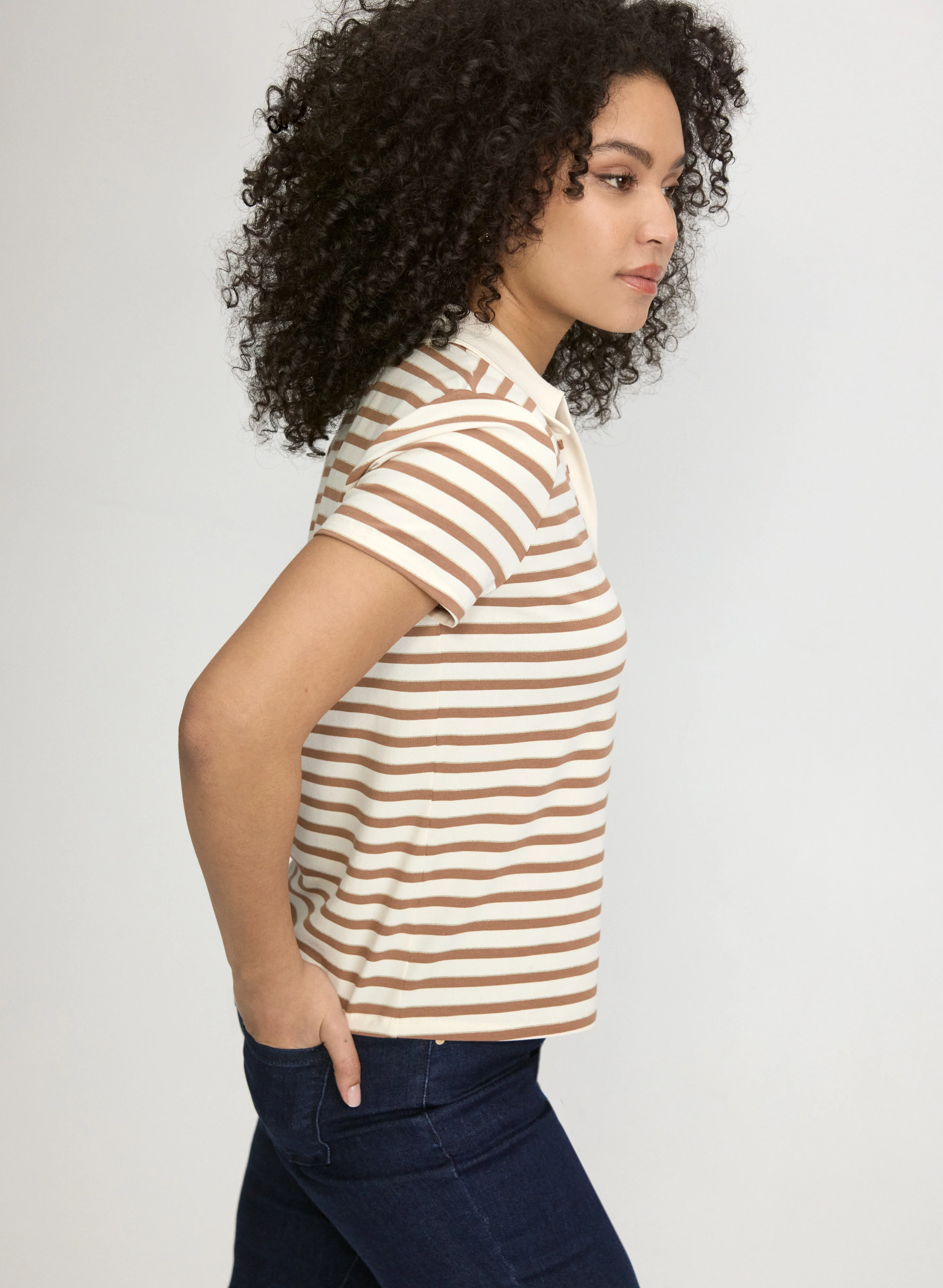 Stripe Polo T-Shirt - Image 5