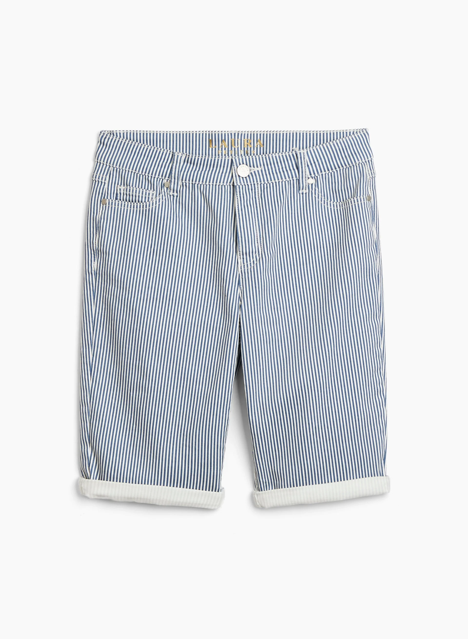Stripe Print Denim Shorts - Image 5
