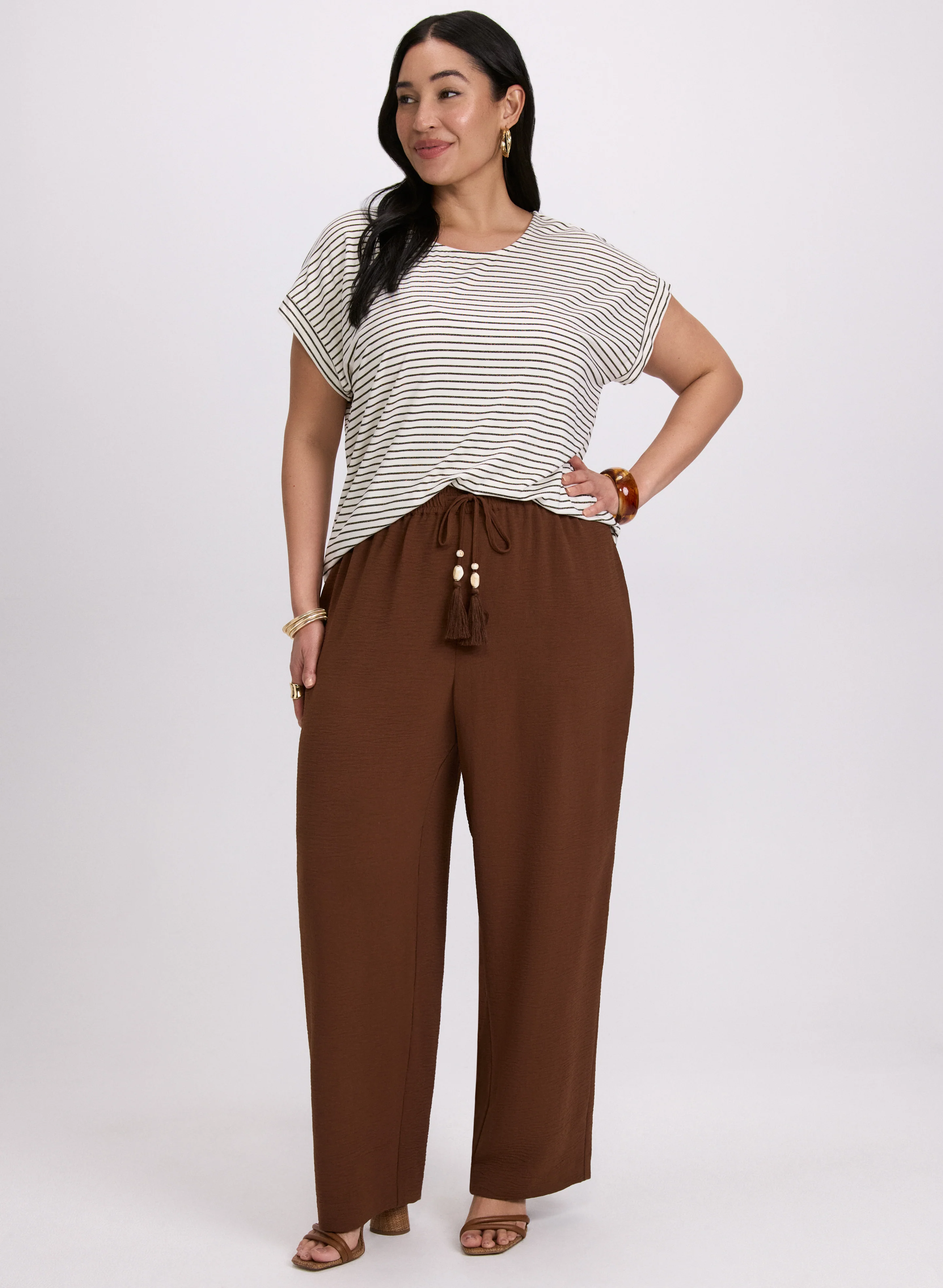 Striped Cap Sleeve T-Shirt - Image 3