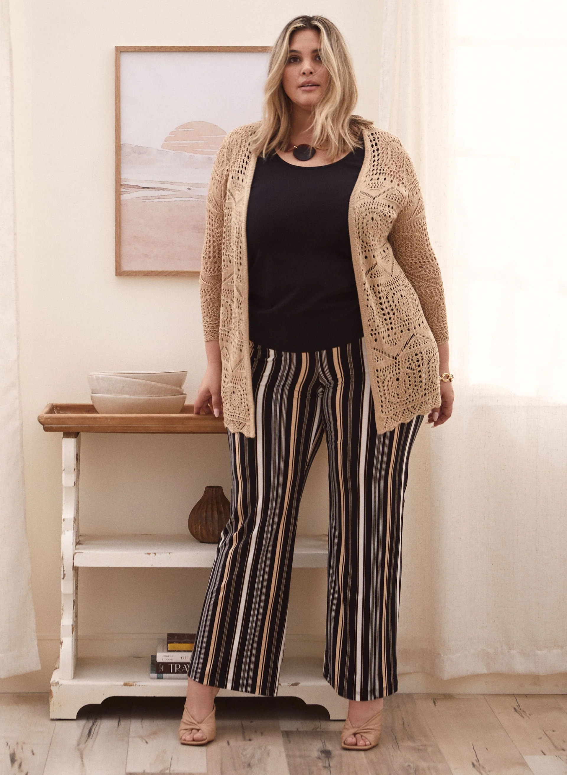 Stripe Print Wide Leg Pants - Image 3