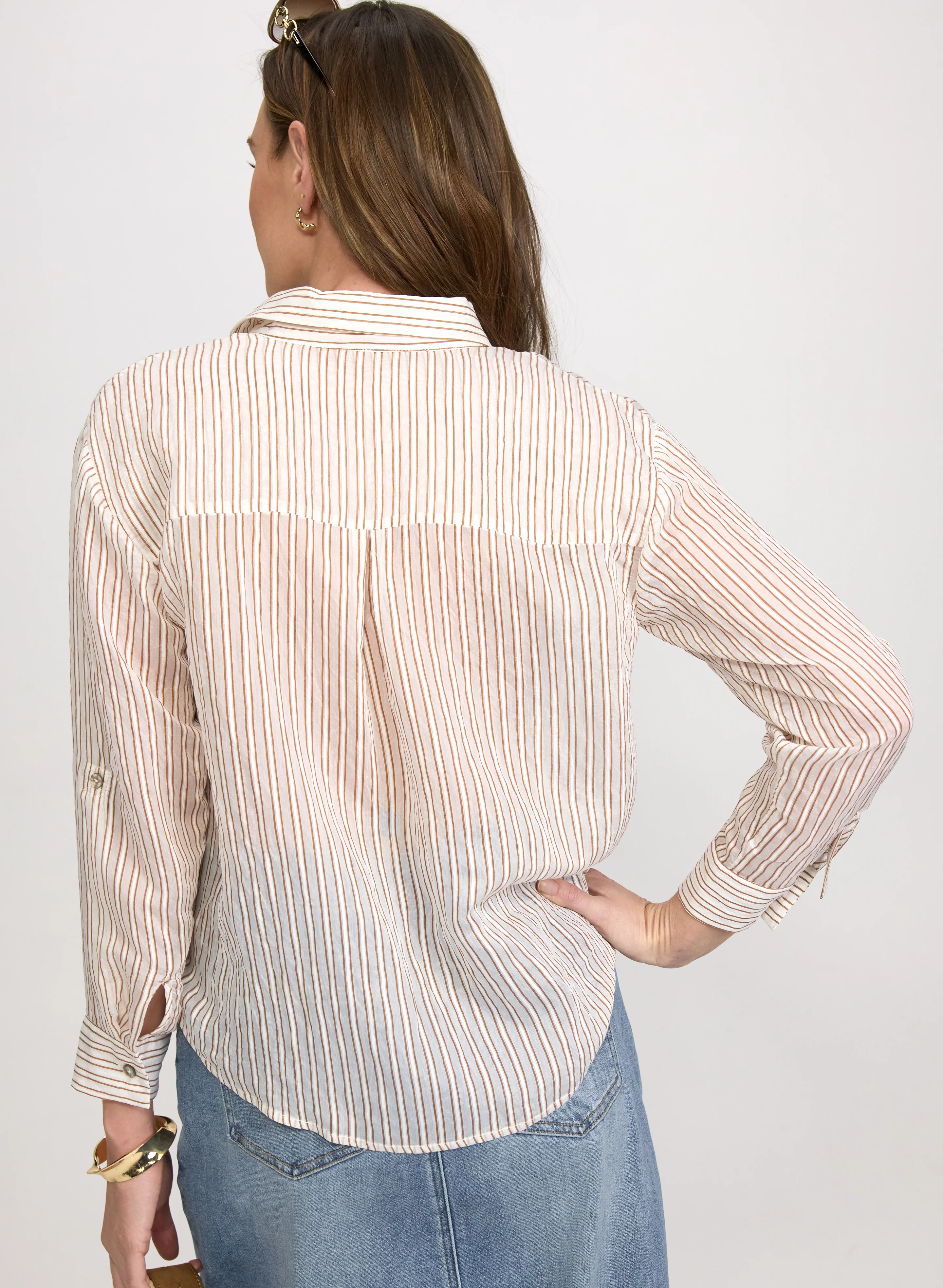 Striped Button-Down Blouse - Image 3