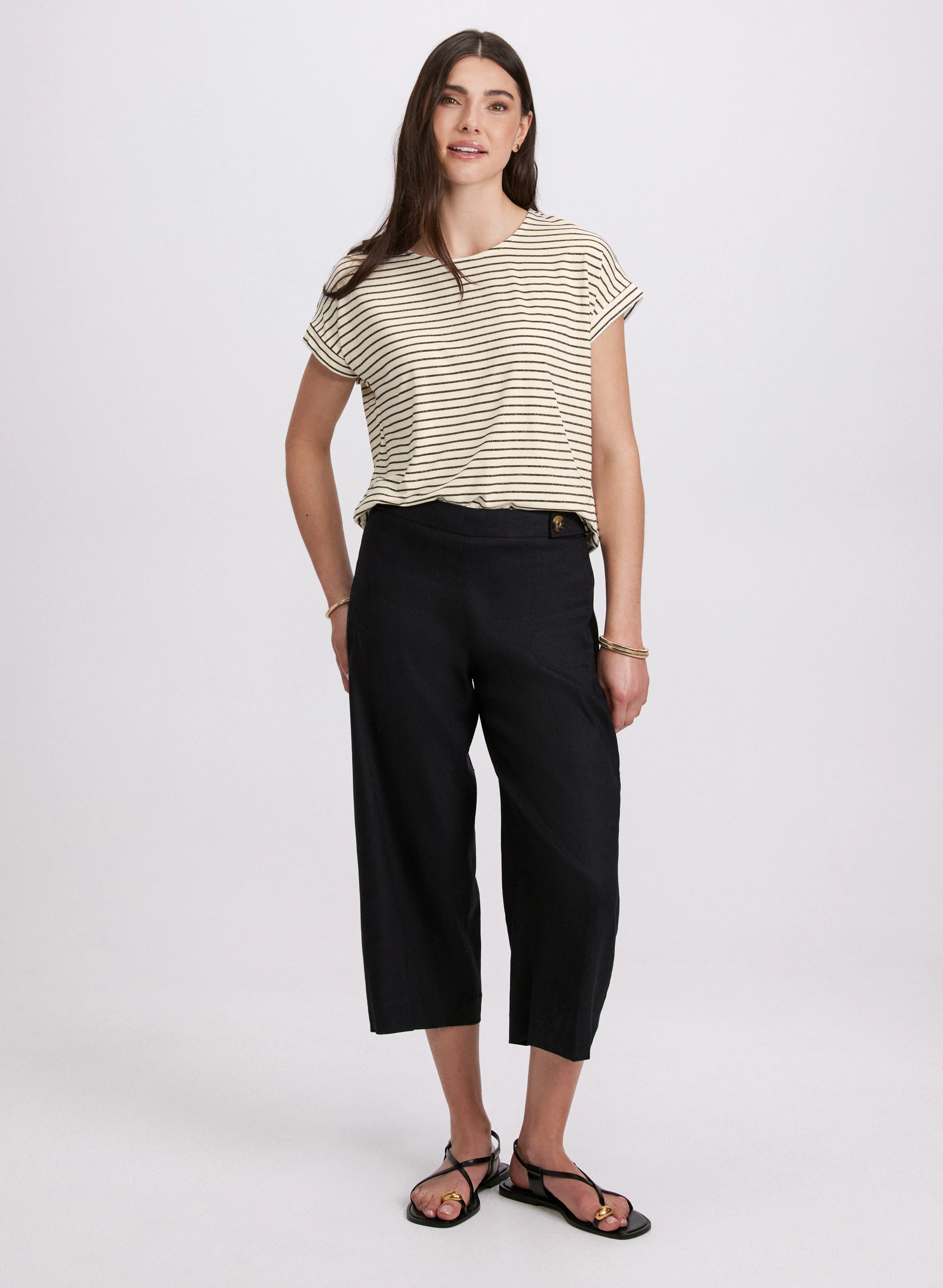 Striped Cap Sleeve T-Shirt - Image 3