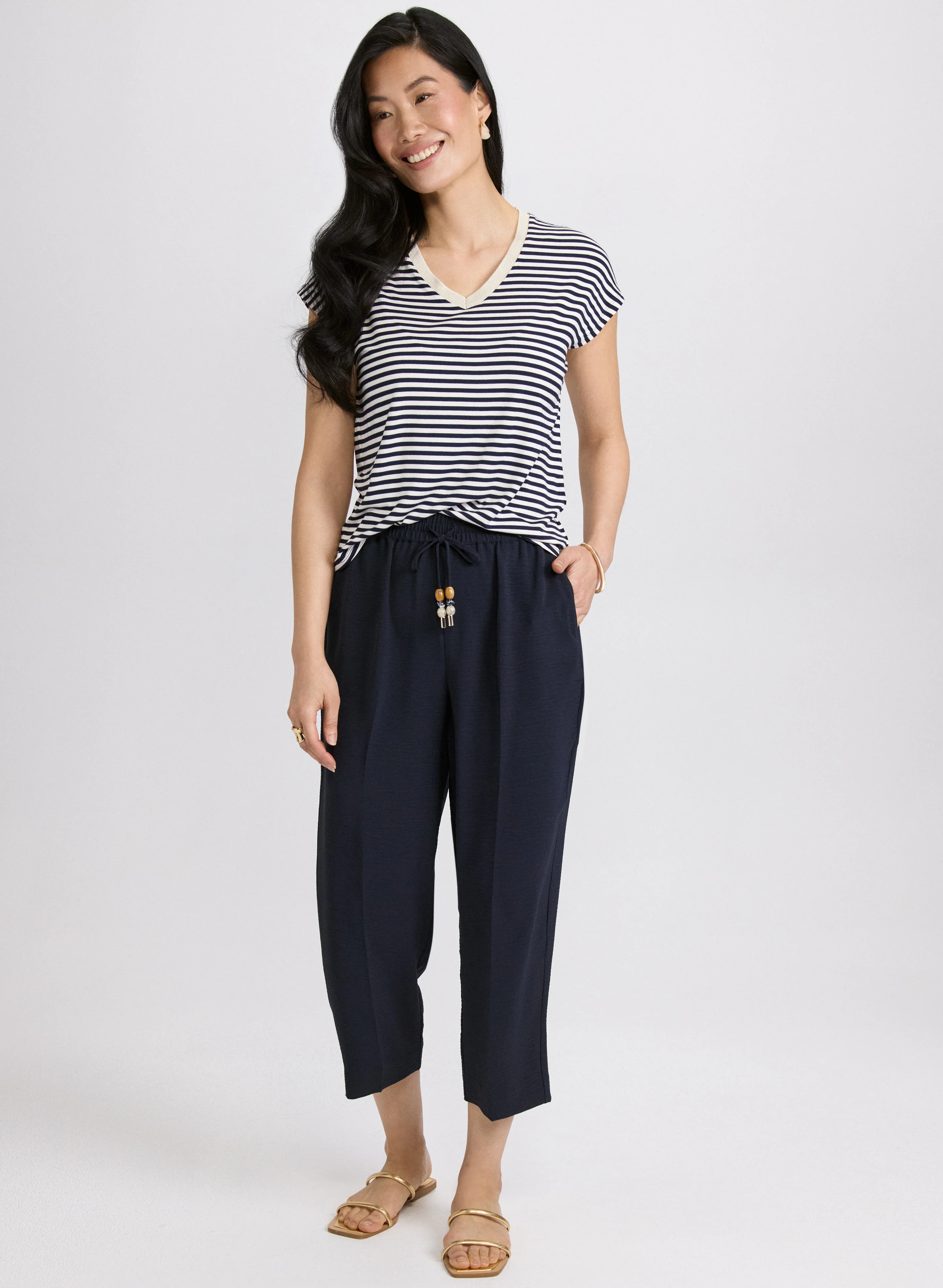 Striped Cap Sleeve T-Shirt - Image 3