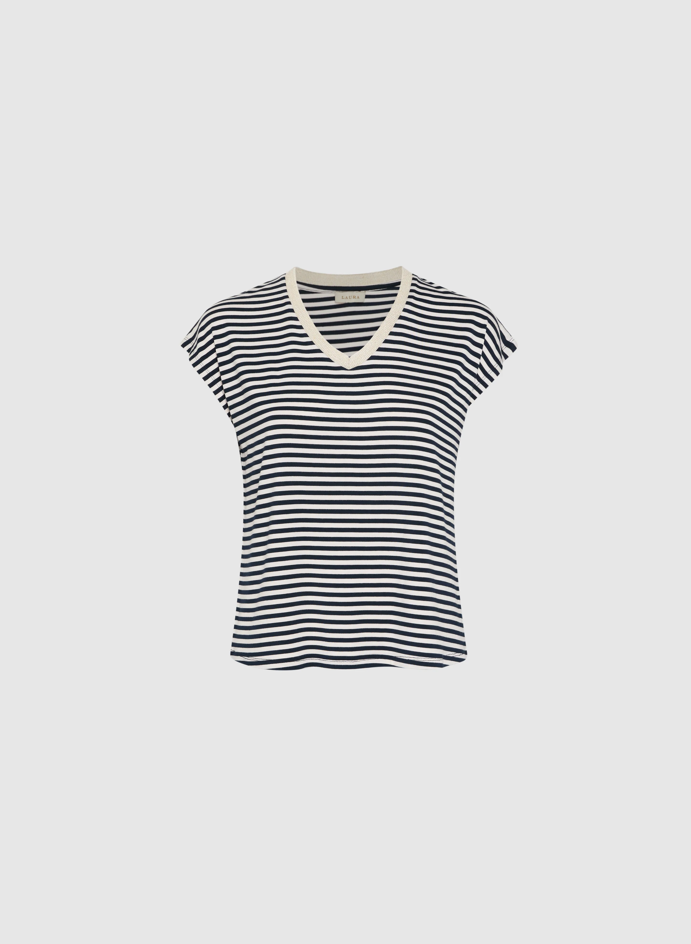 Striped Cap Sleeve T-Shirt - Image 6