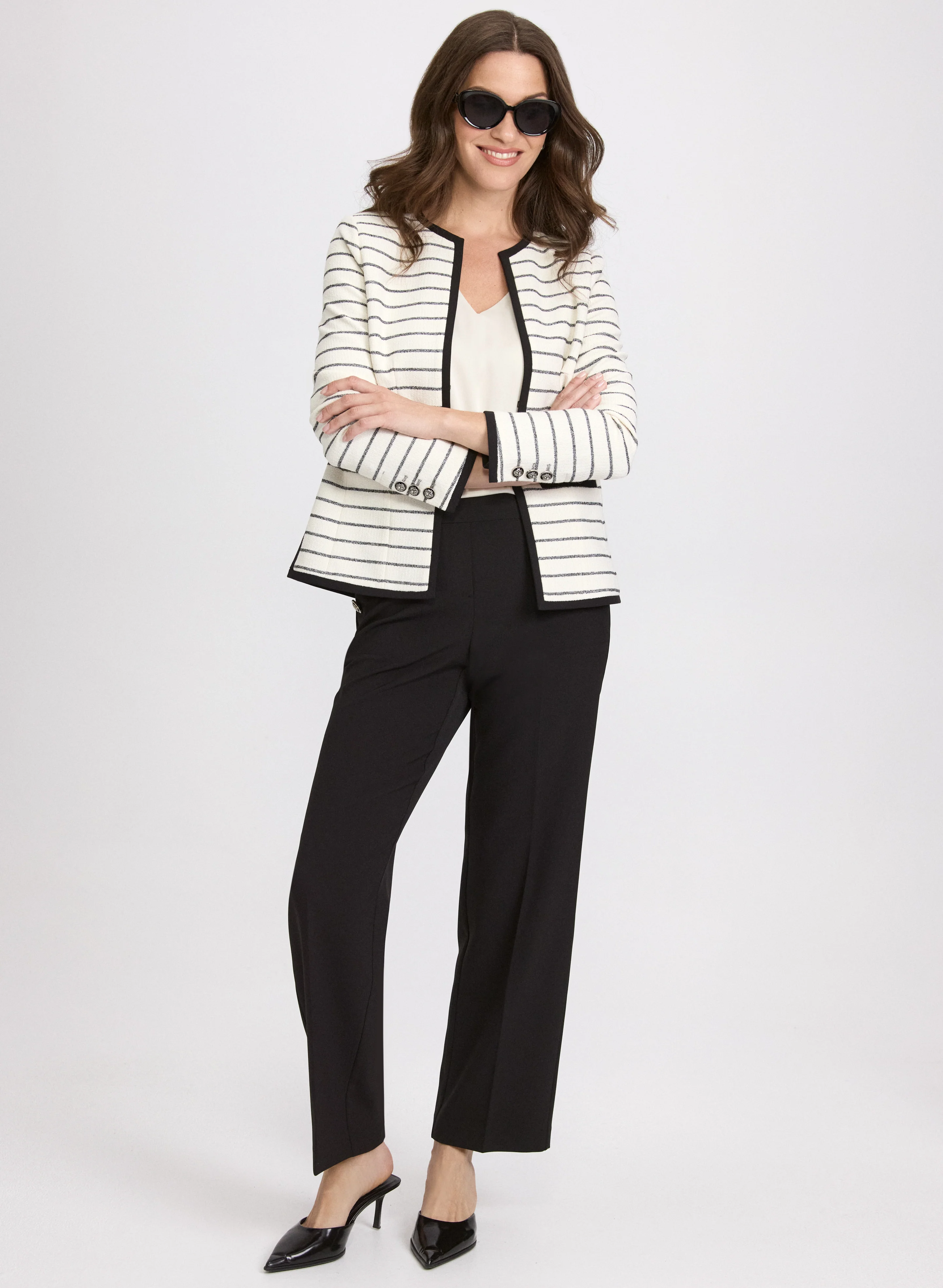 Striped Contrast Trim Jacket - Image 3