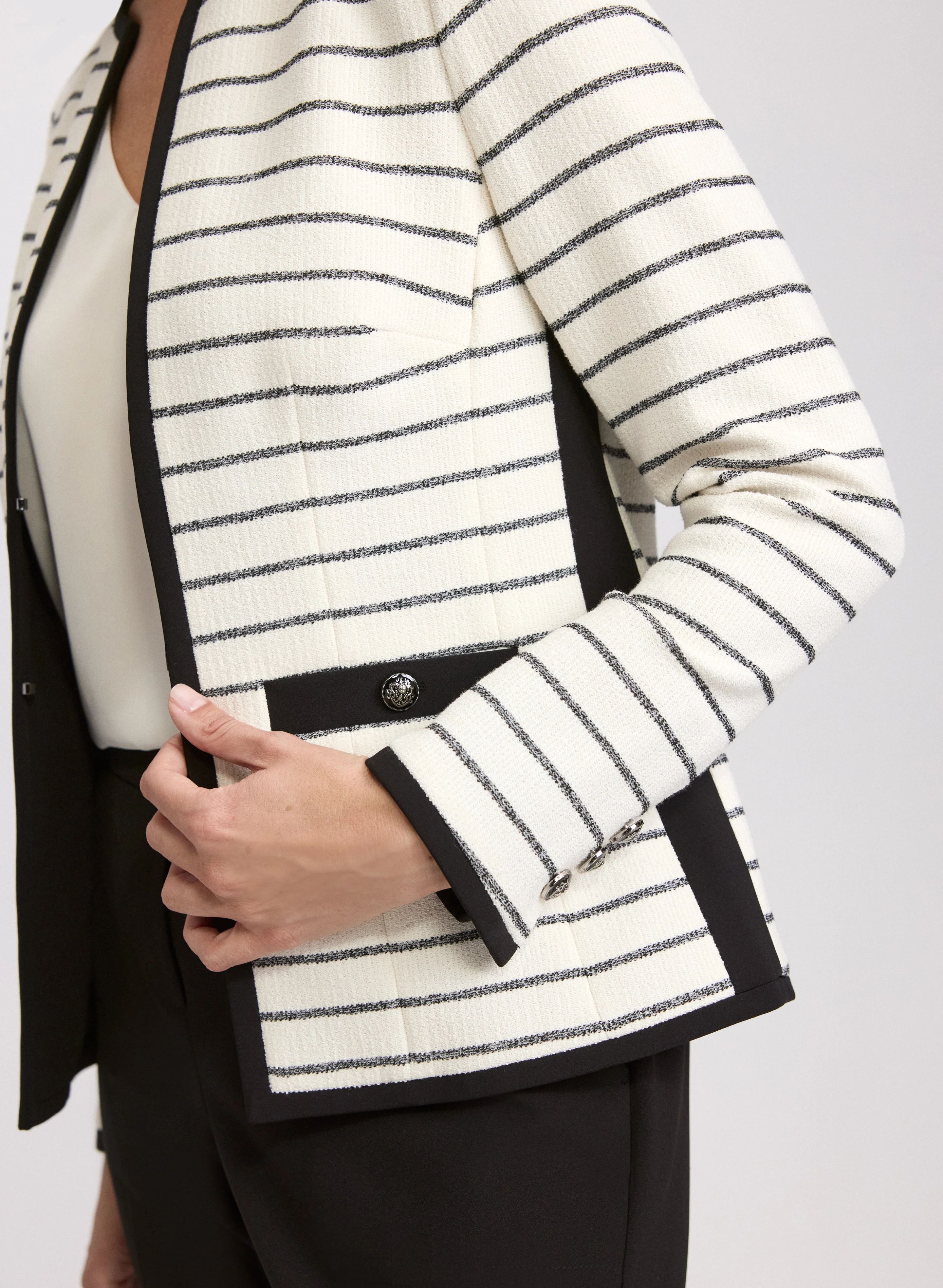 Striped Contrast Trim Jacket - Image 5