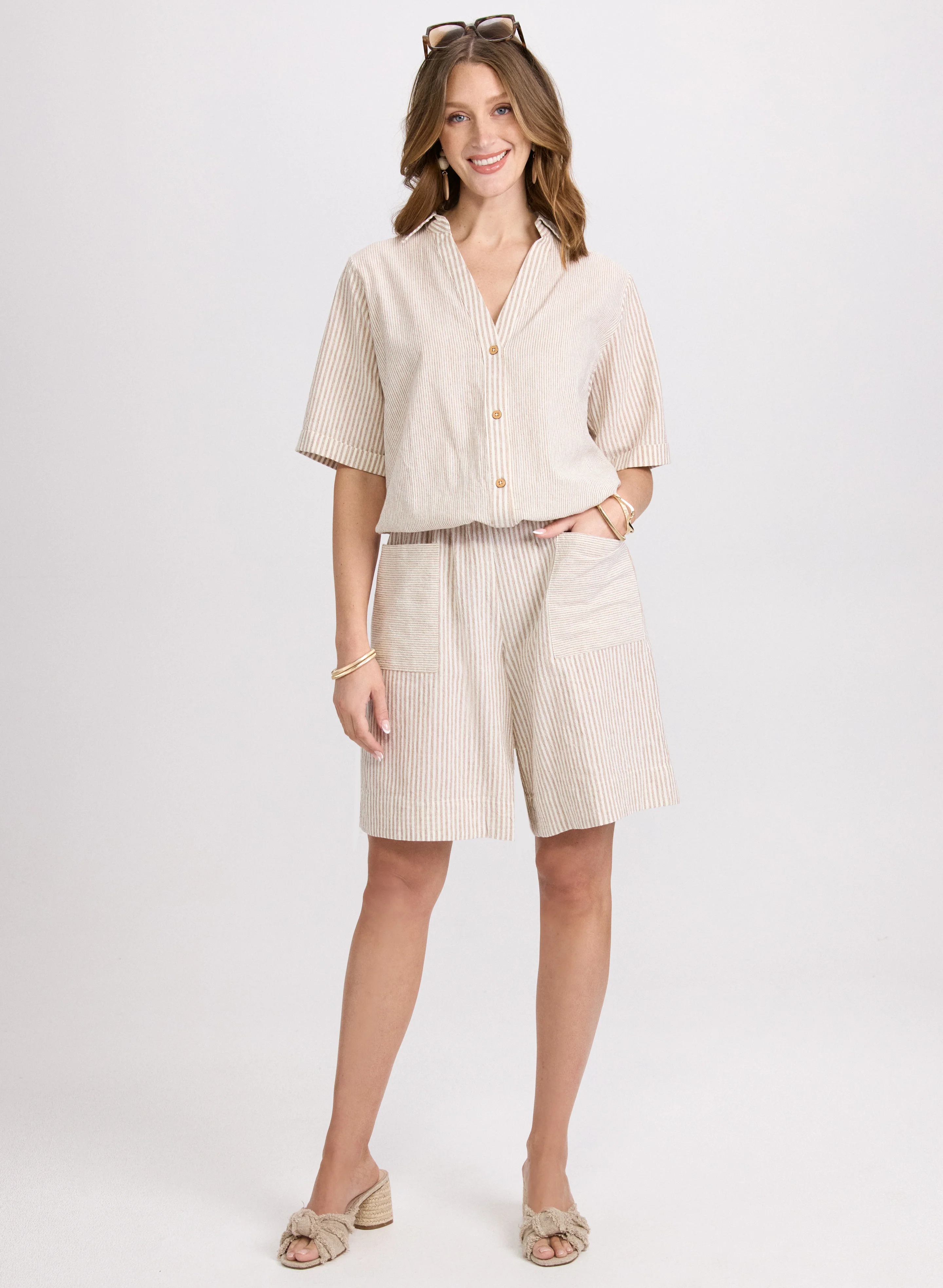 Striped Cotton Shorts - Image 5