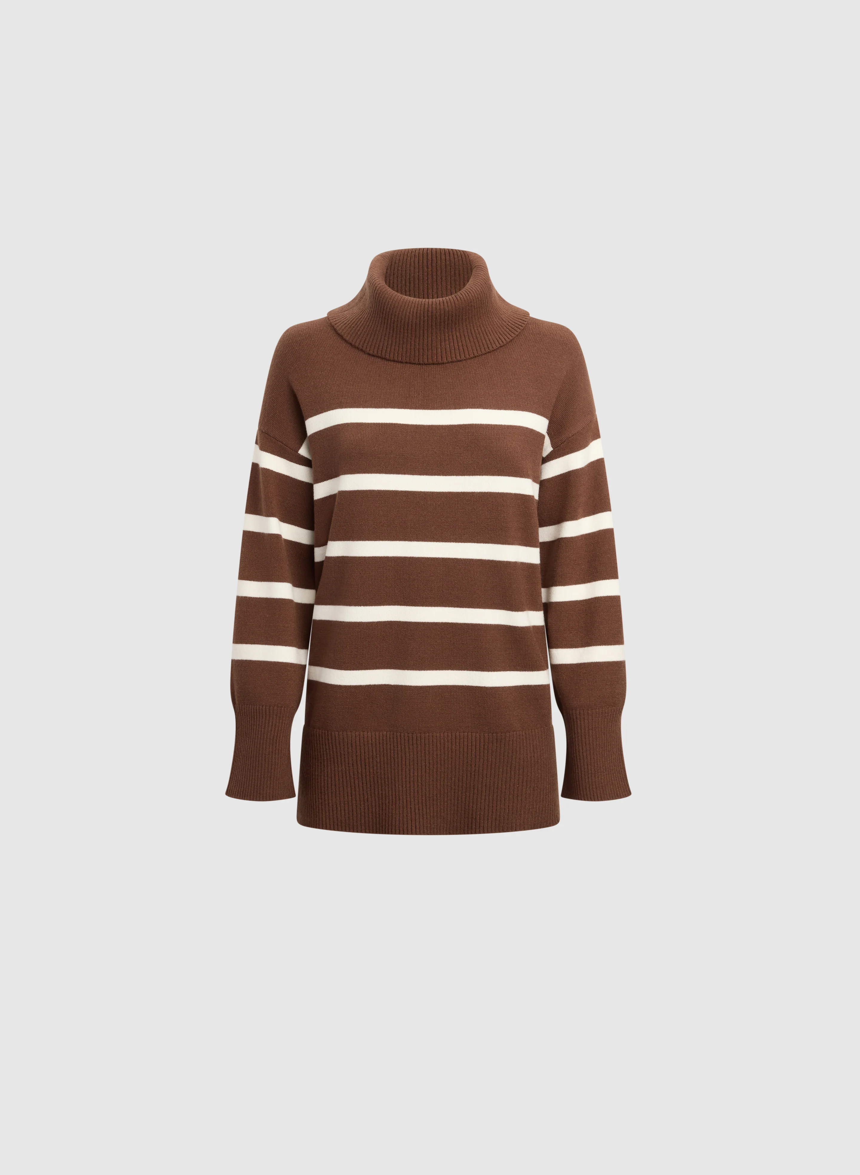 Striped Cowl Neck Tunic Sweater - Image 6