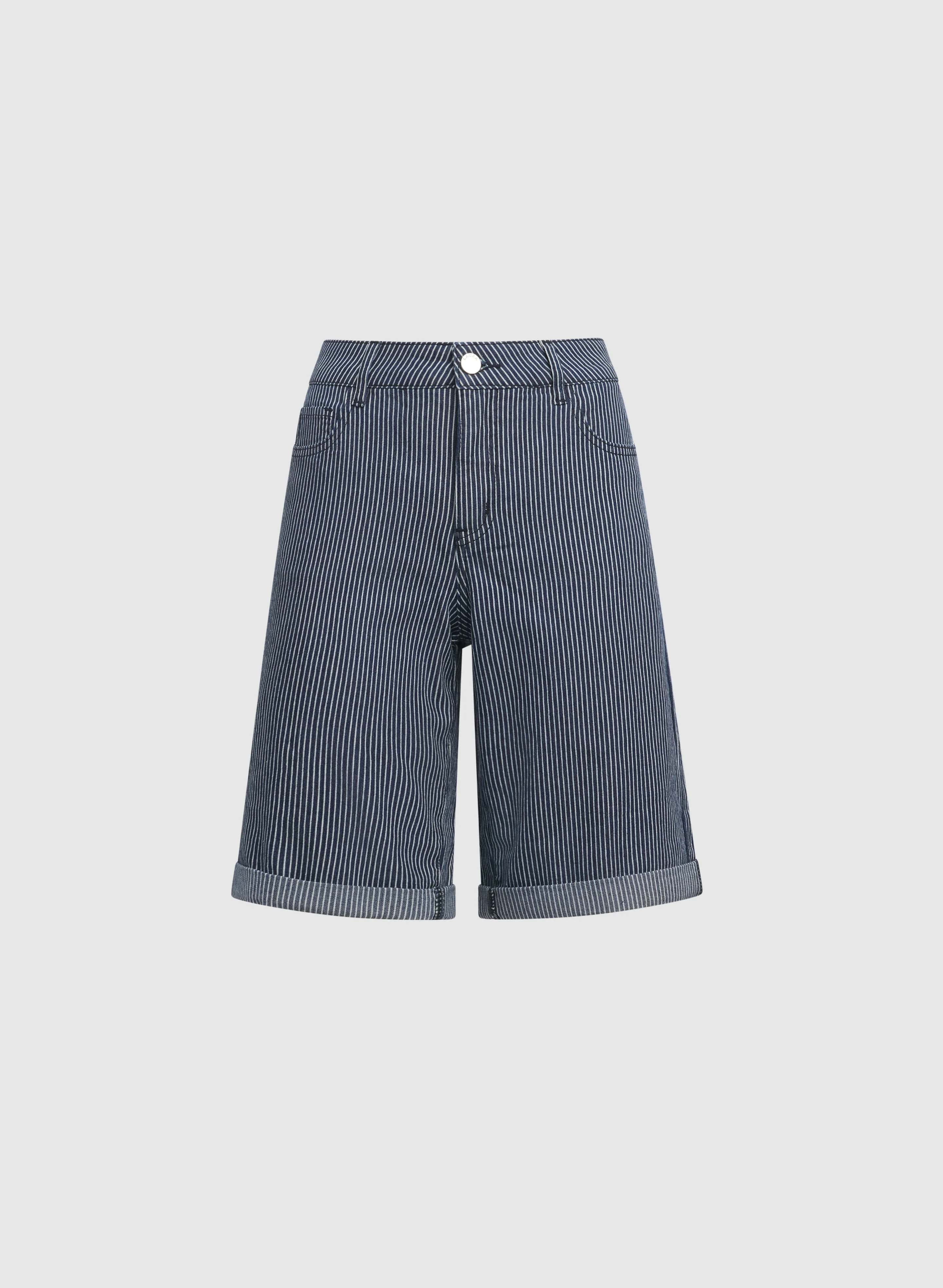 Striped Denim Shorts - Image 6