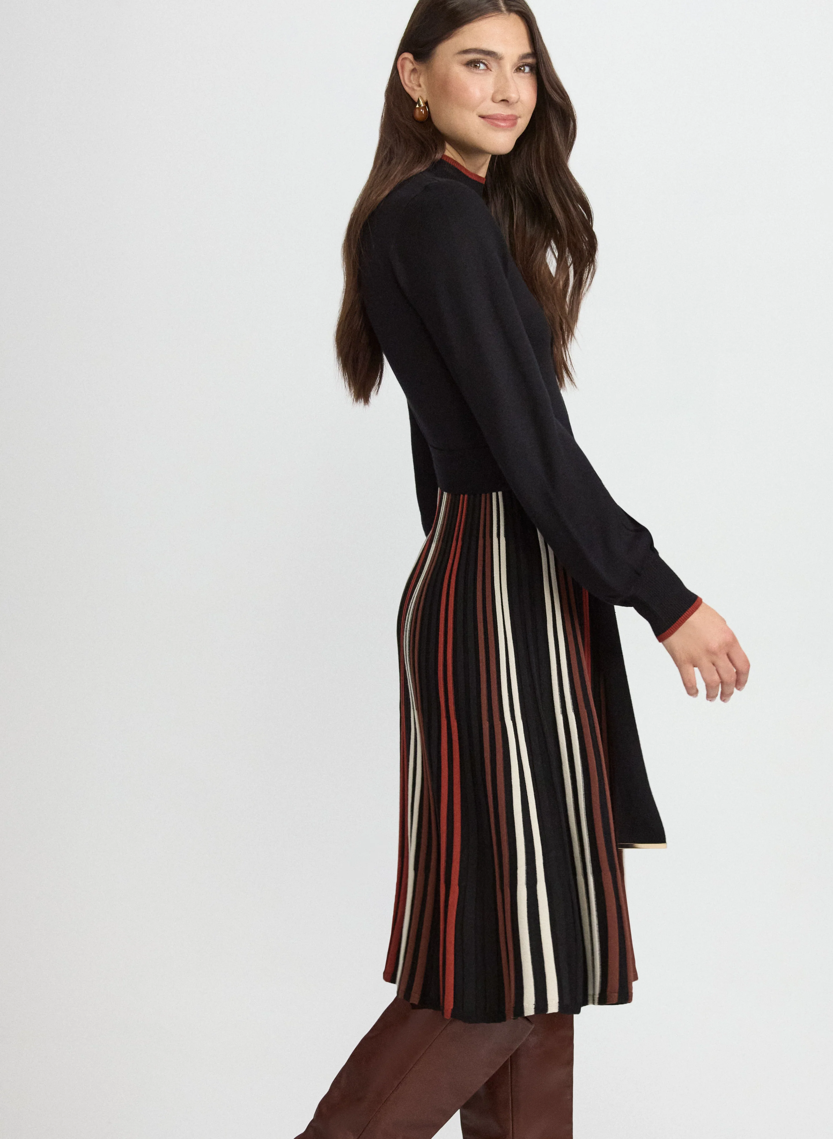Striped Illusion Sweater Dress - Image 2