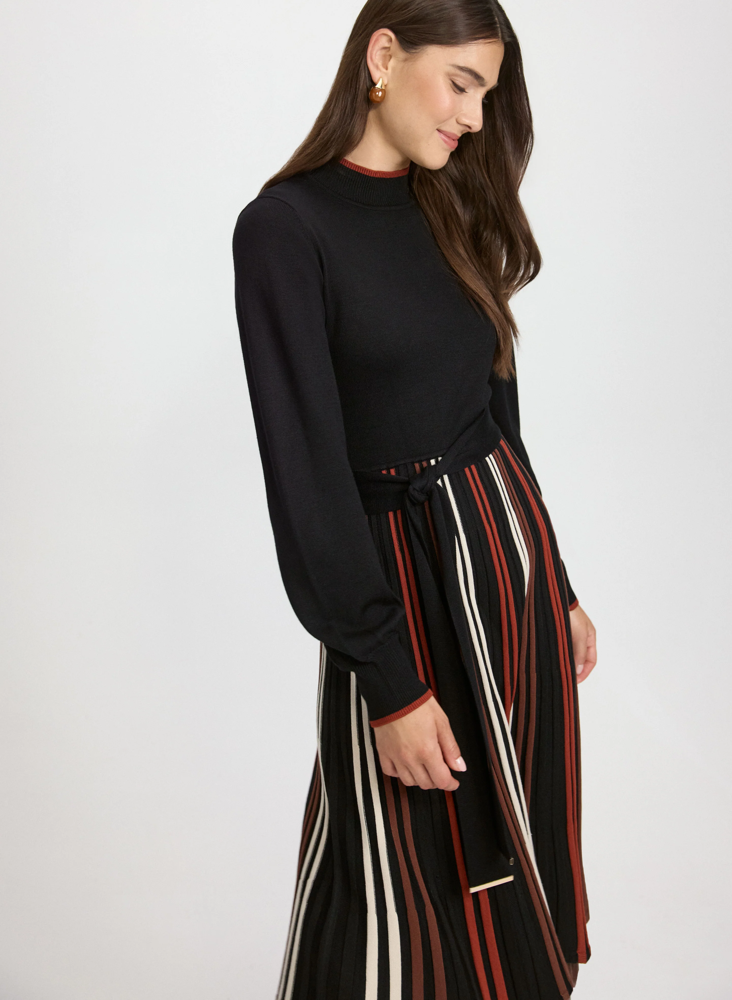 Striped Illusion Sweater Dress - Image 4