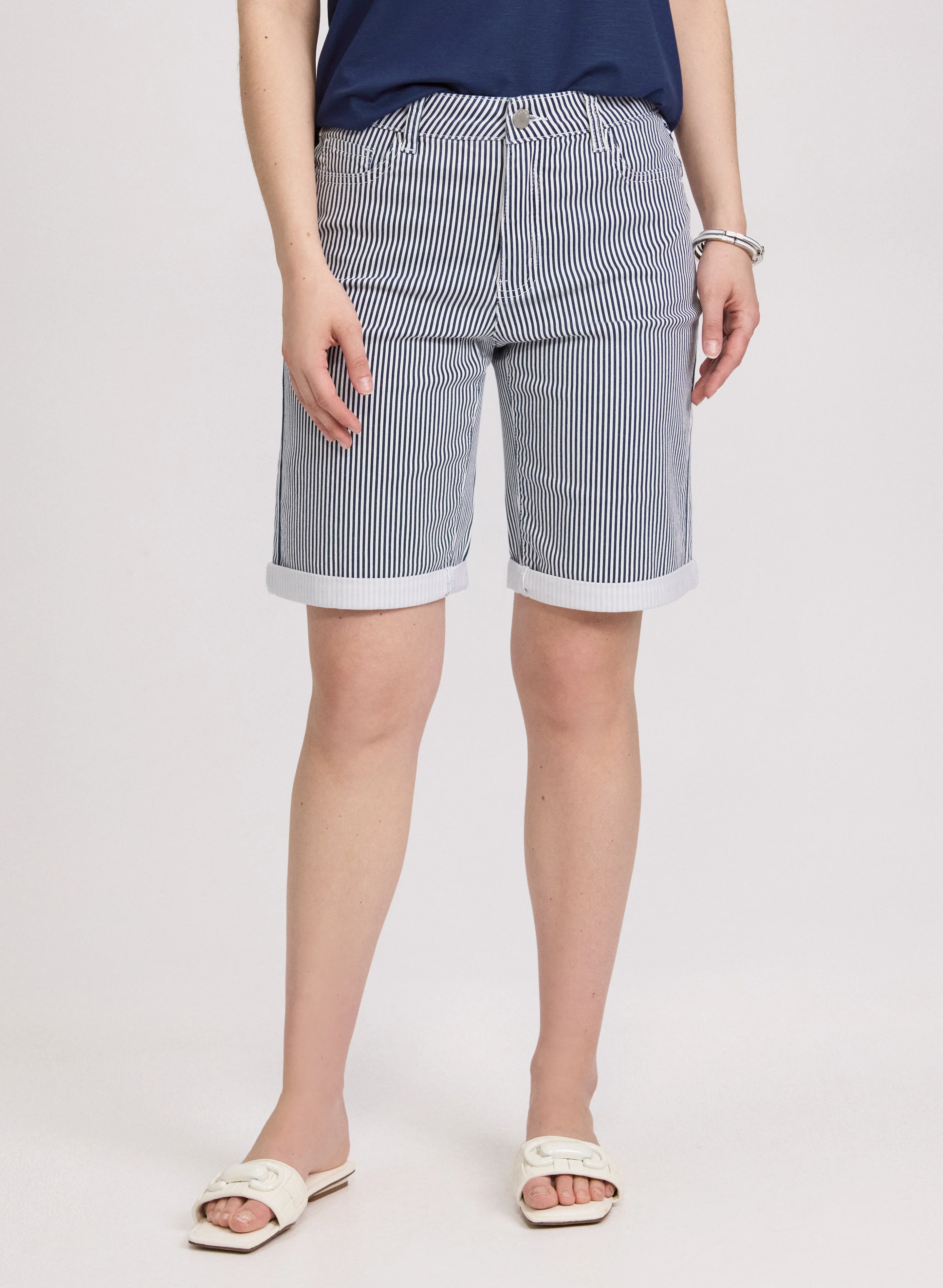 Striped Jean Shorts