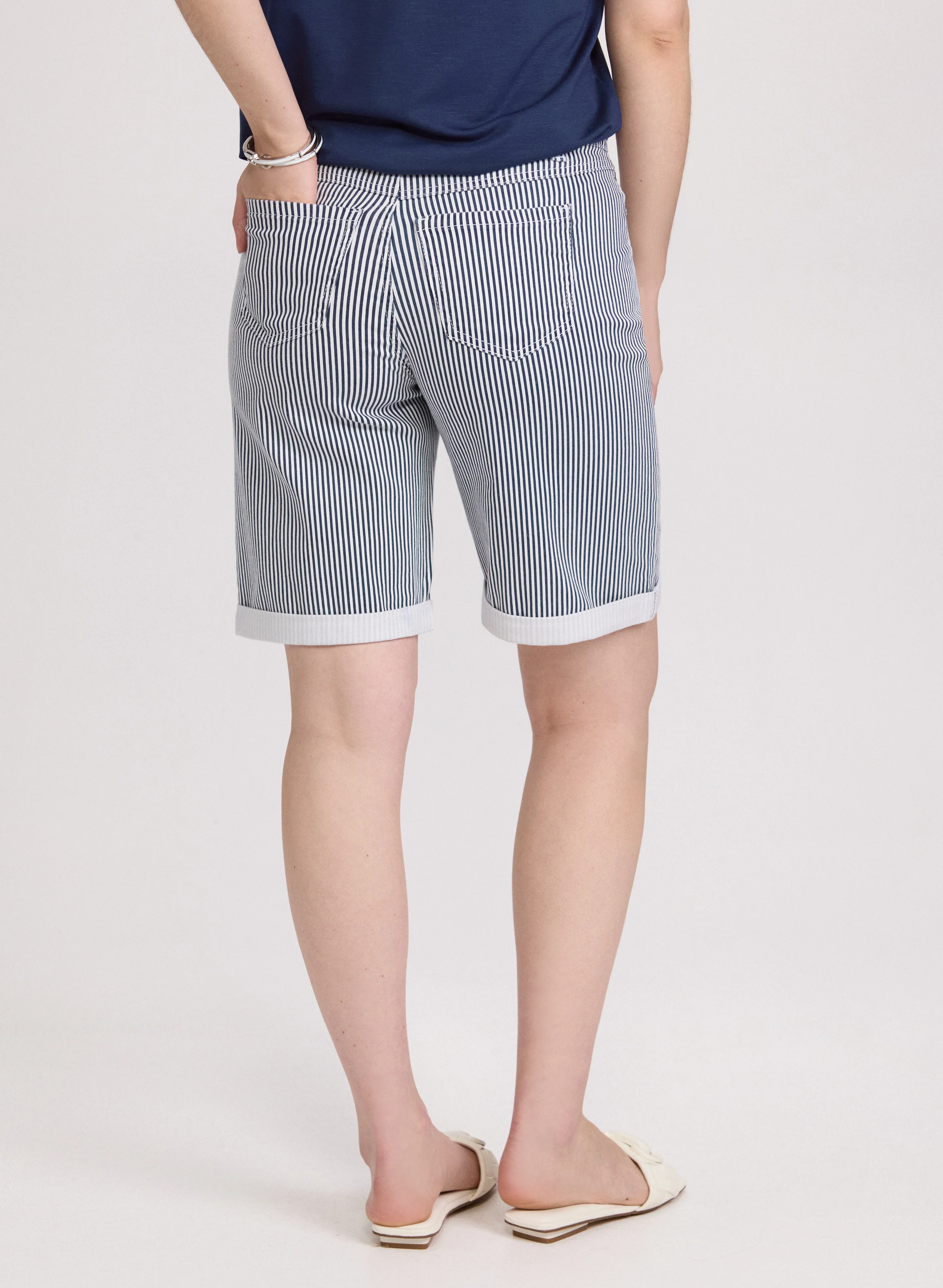 Striped Jean Shorts - Image 2