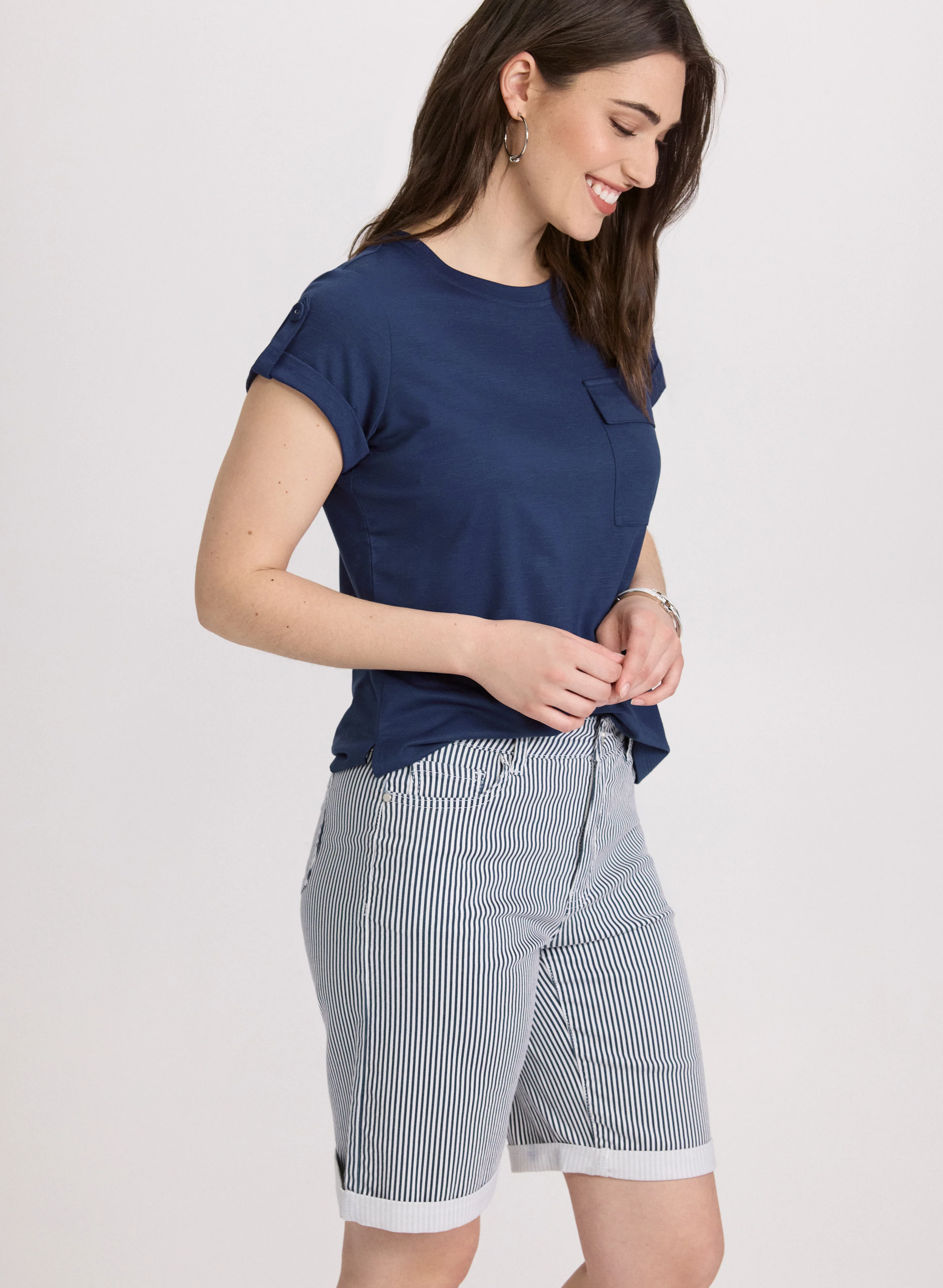 Striped Jean Shorts - Image 4