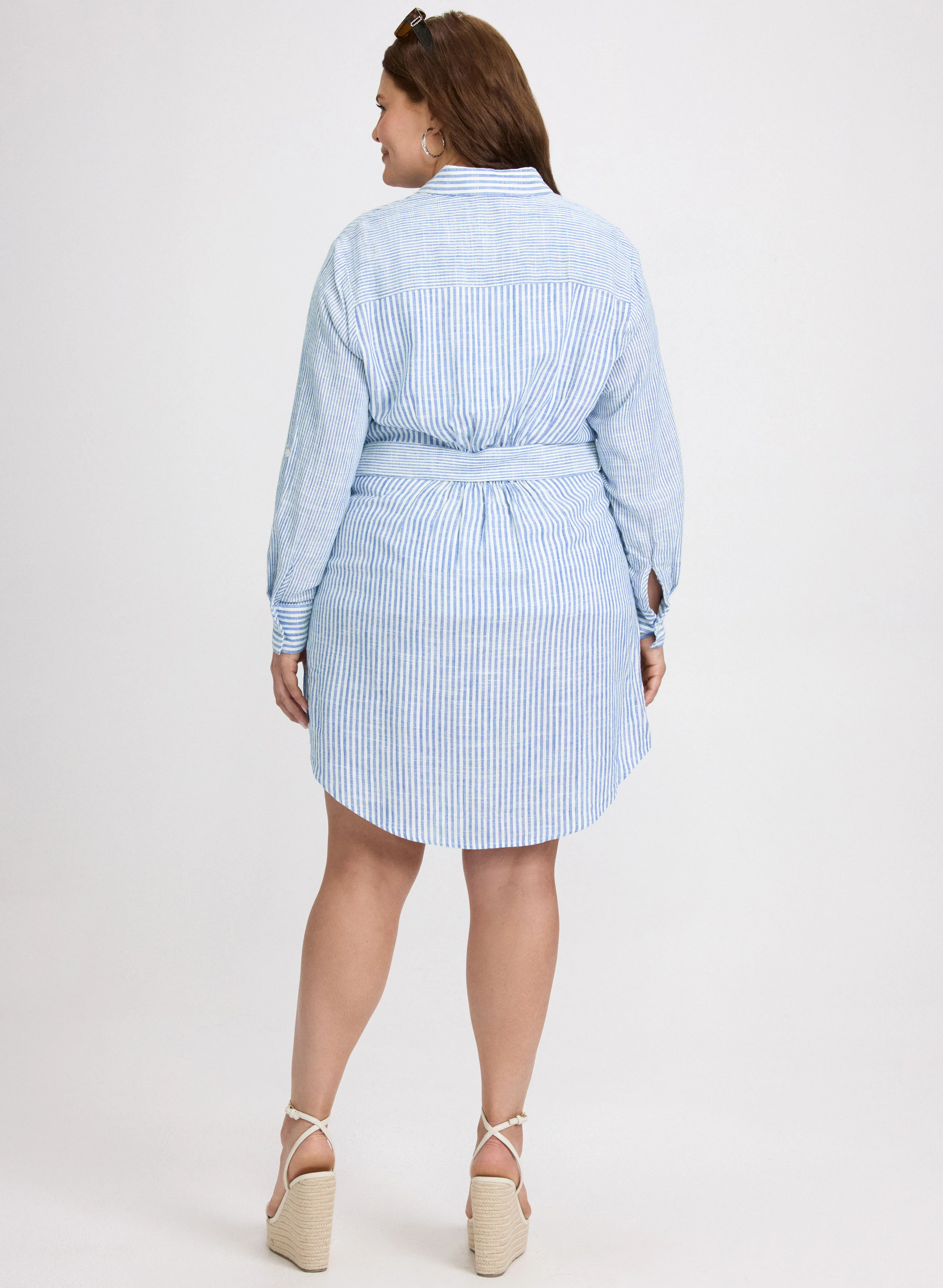 Striped Linen-Blend Shirt Dress - Image 2