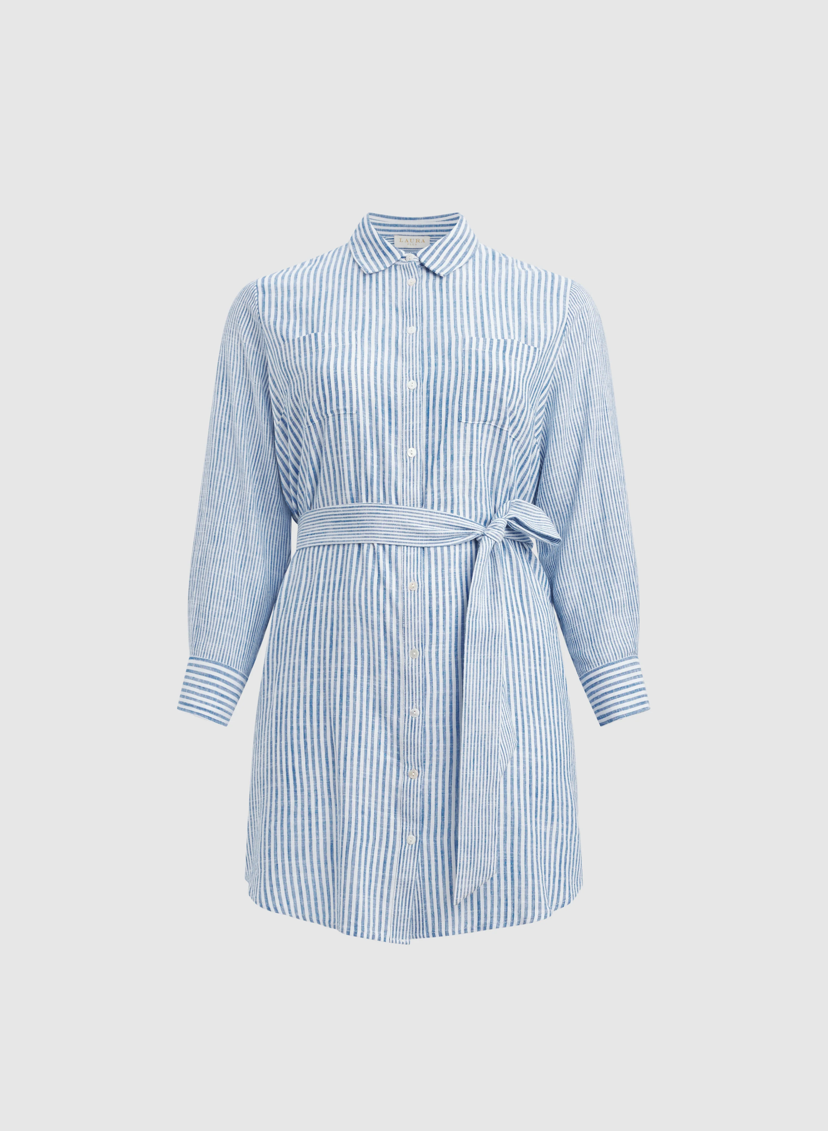 Striped Linen-Blend Shirt Dress - Image 6
