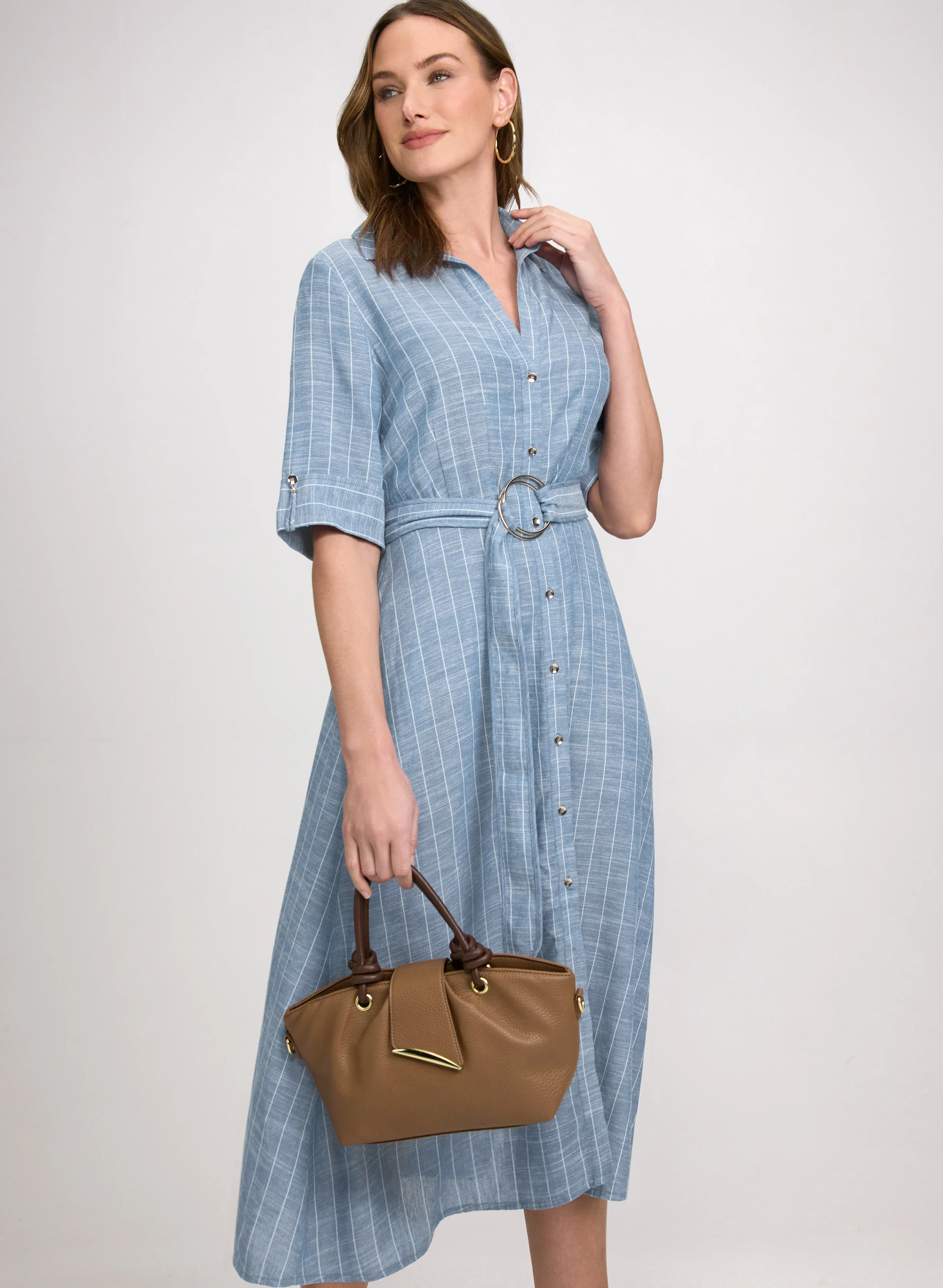 Striped Linen-Blend Shirt Dress - Image 4